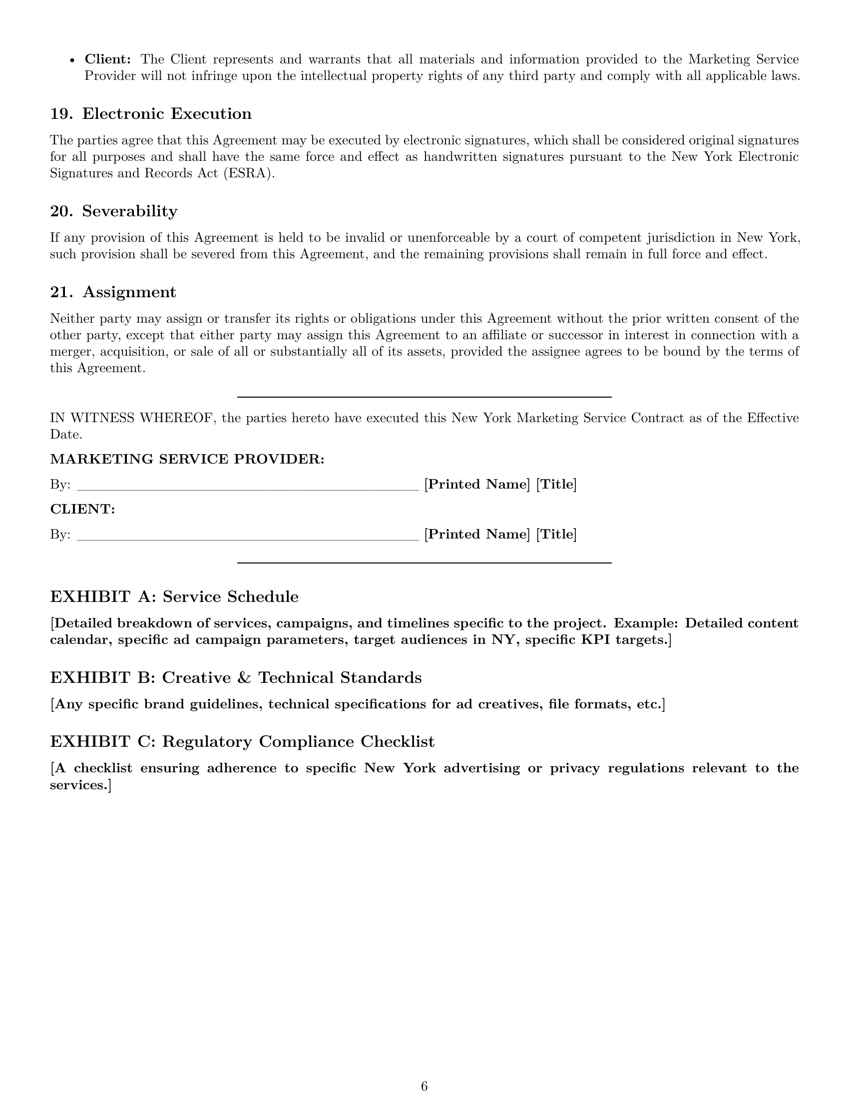 Preview page 6 of Pro New York marketing service contract template