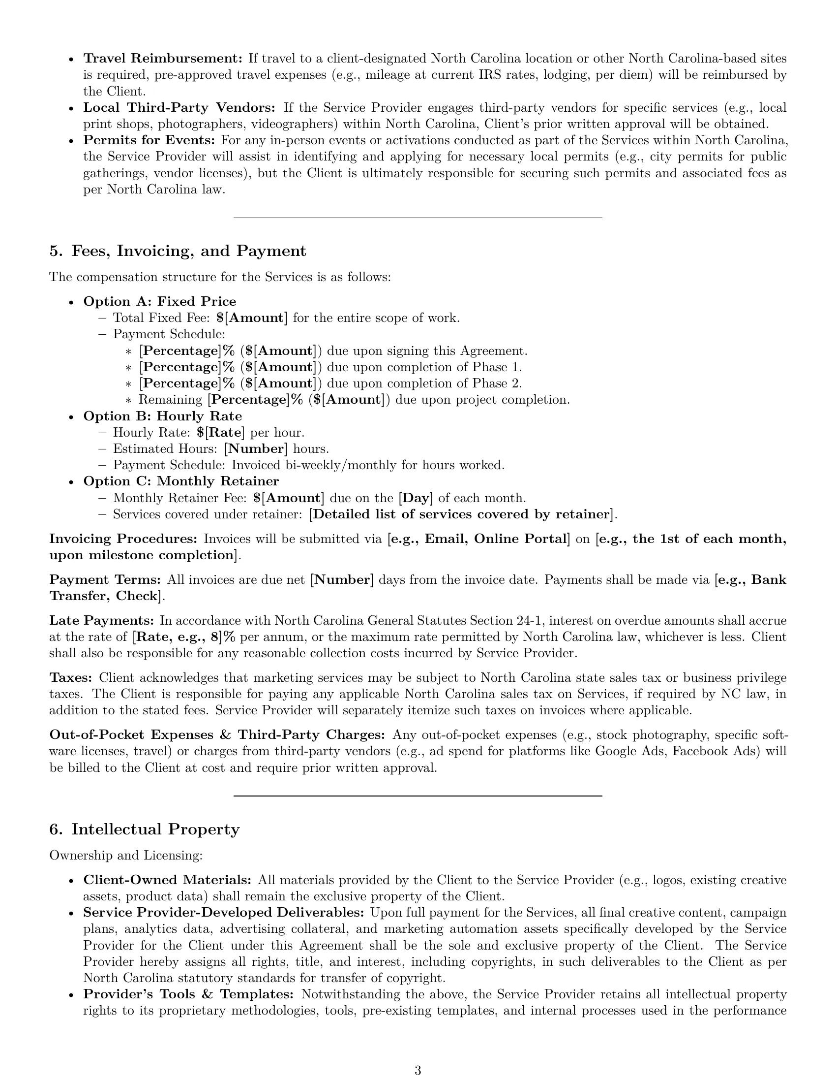 Preview page 3 of Pro North Carolina marketing service contract template