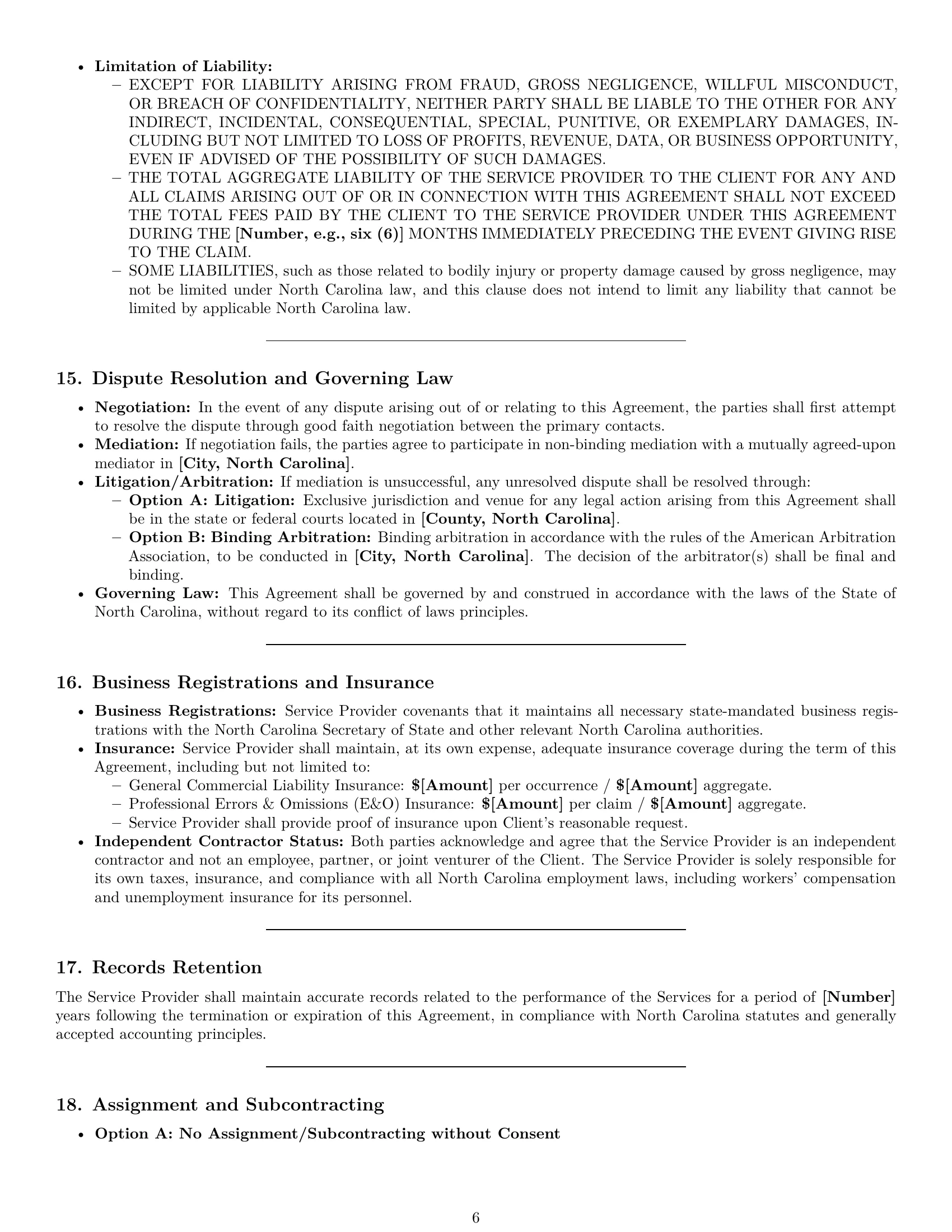 Preview page 6 of Pro North Carolina marketing service contract template