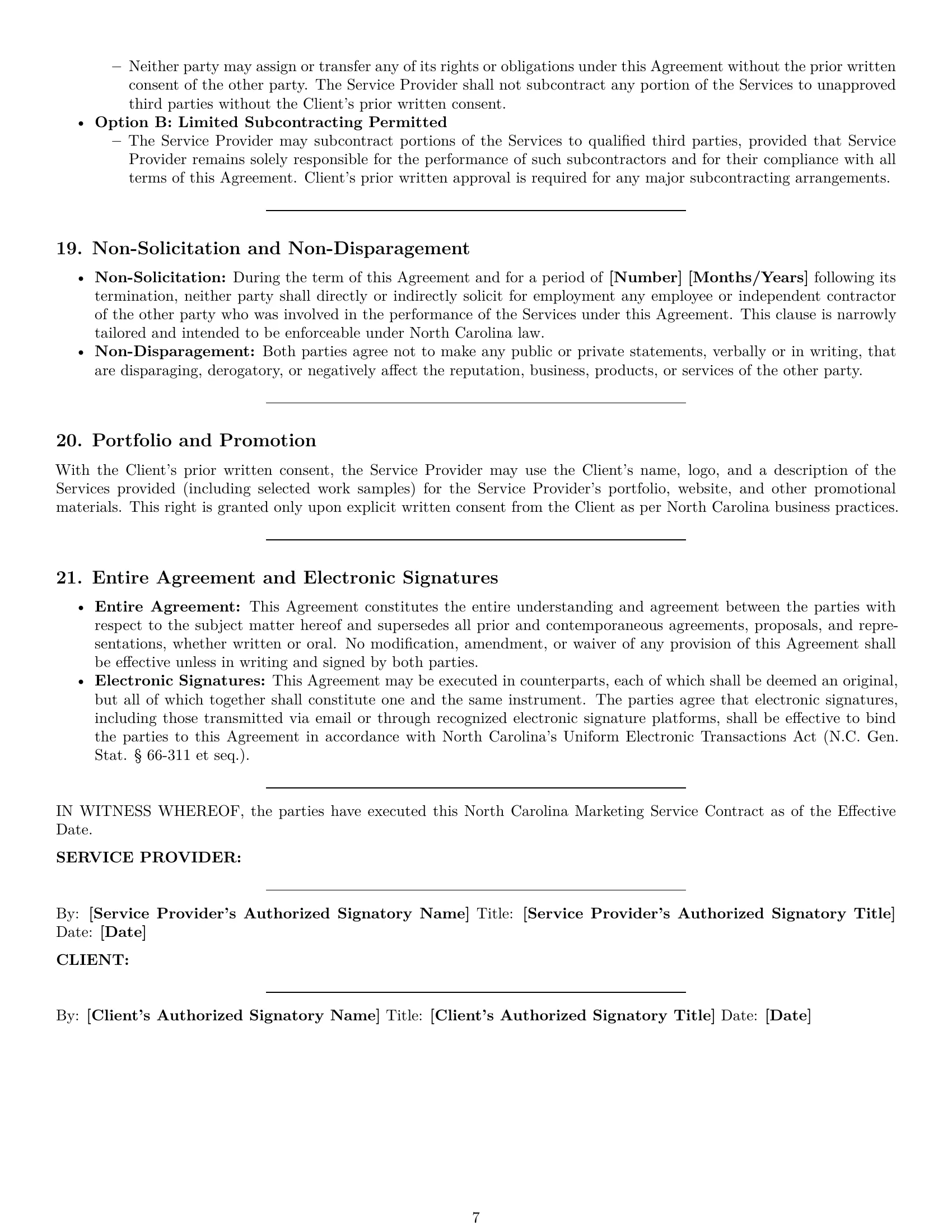 Preview page 7 of Pro North Carolina marketing service contract template