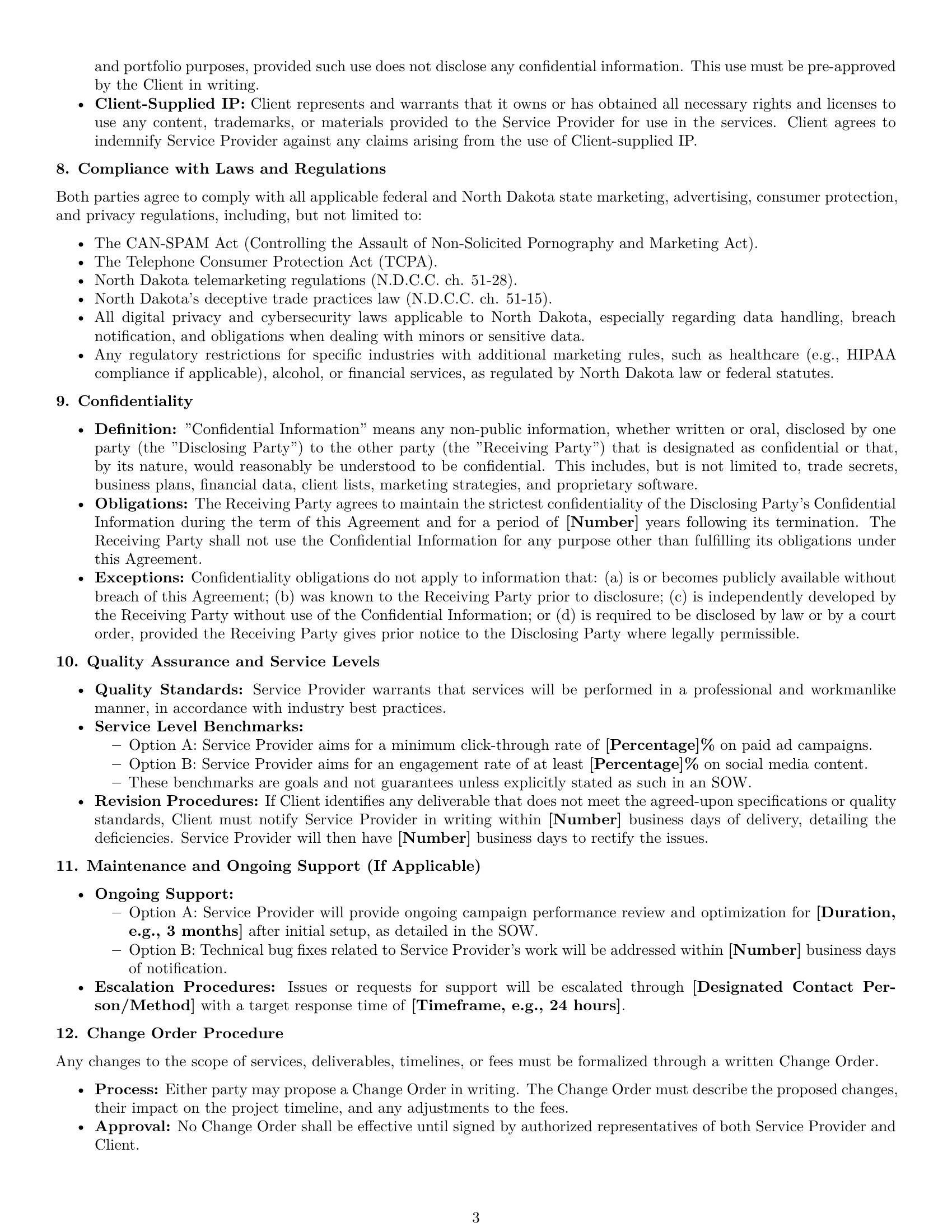 Preview page 3 of Pro North Dakota marketing service contract template