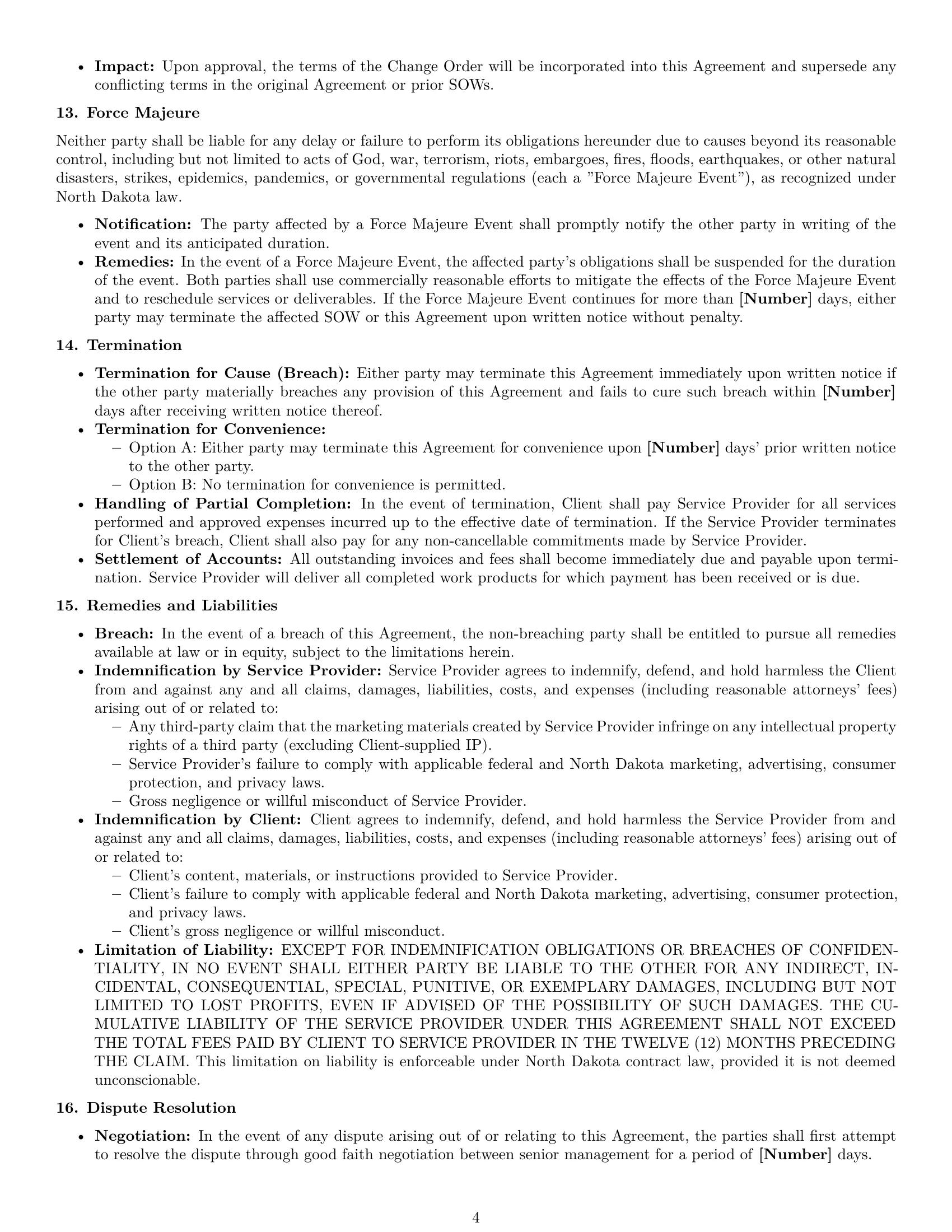 Preview page 4 of Pro North Dakota marketing service contract template