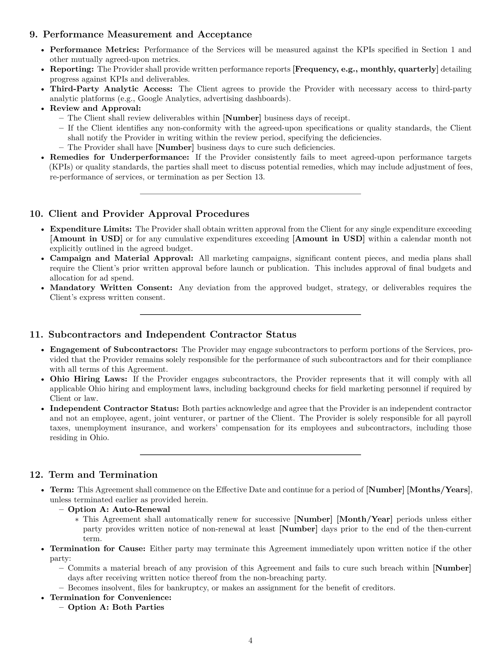 Preview page 4 of Pro Ohio marketing service contract template
