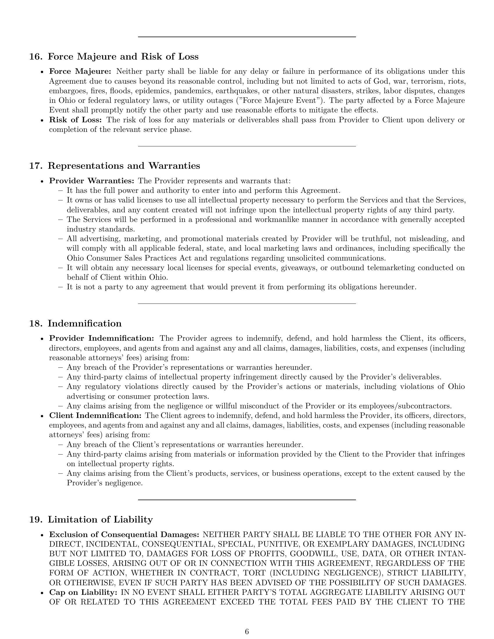 Preview page 6 of Pro Ohio marketing service contract template