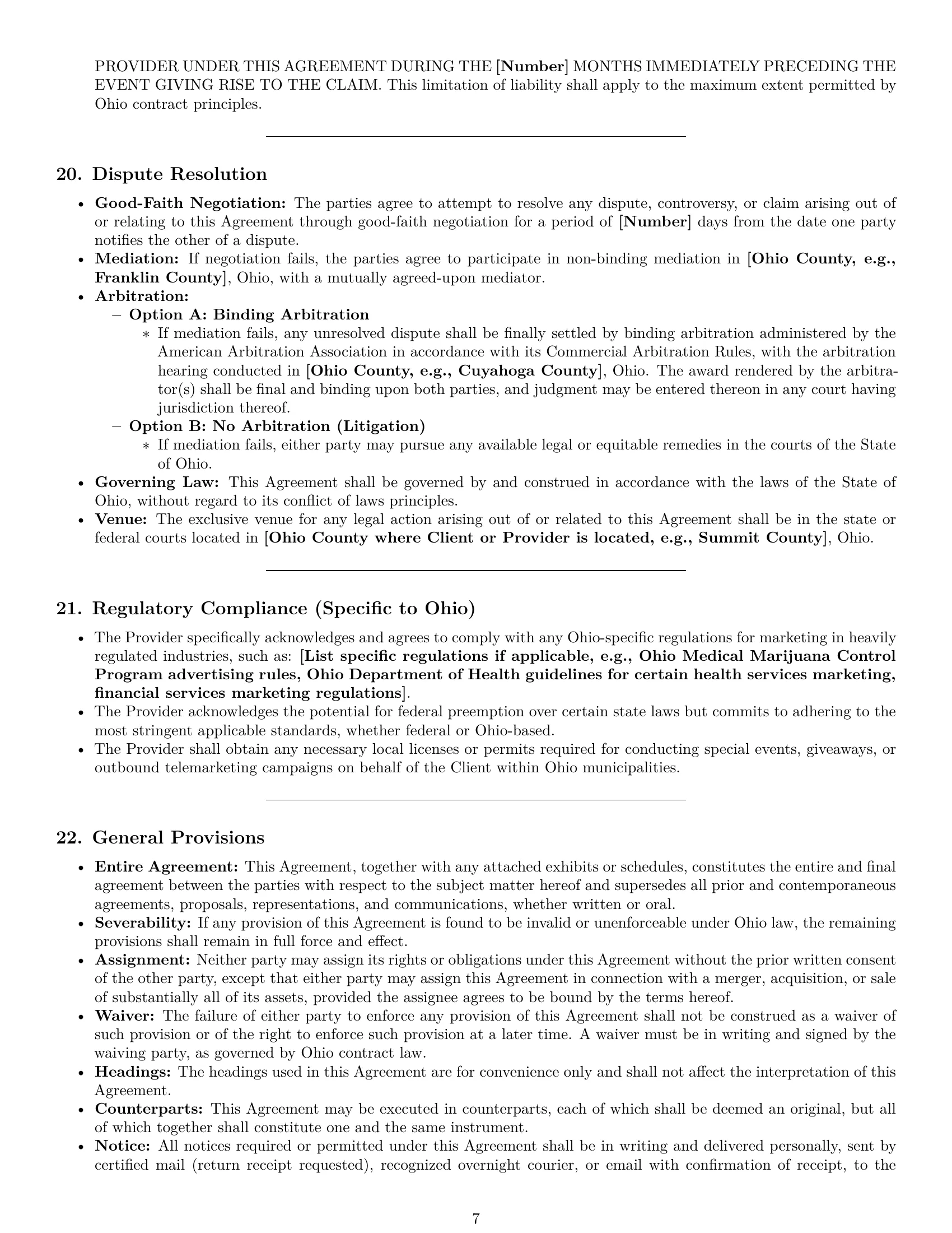 Preview page 7 of Pro Ohio marketing service contract template