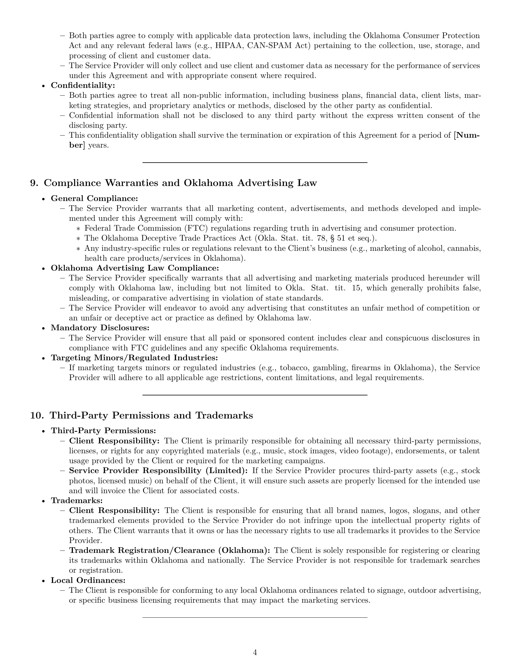 Preview page 4 of Pro Oklahoma marketing service contract template