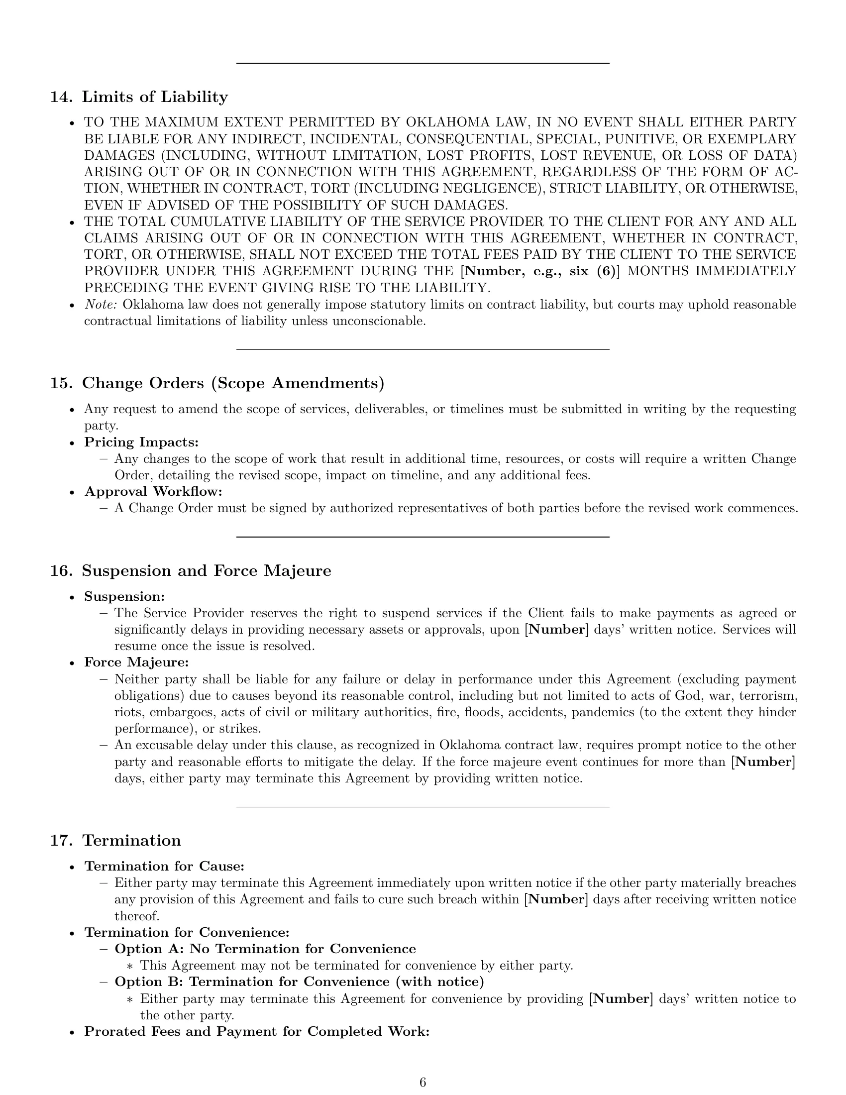 Preview page 6 of Pro Oklahoma marketing service contract template