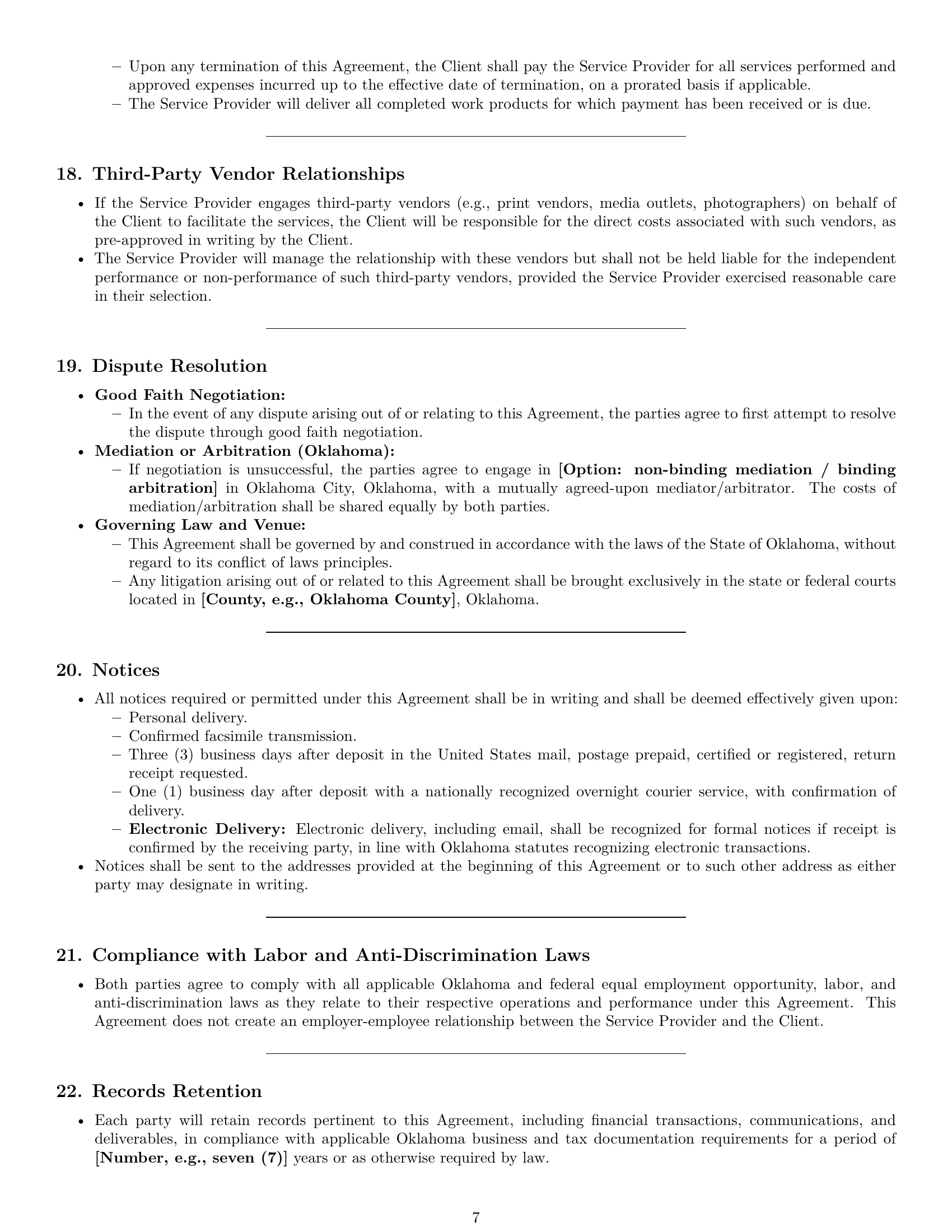 Preview page 7 of Pro Oklahoma marketing service contract template