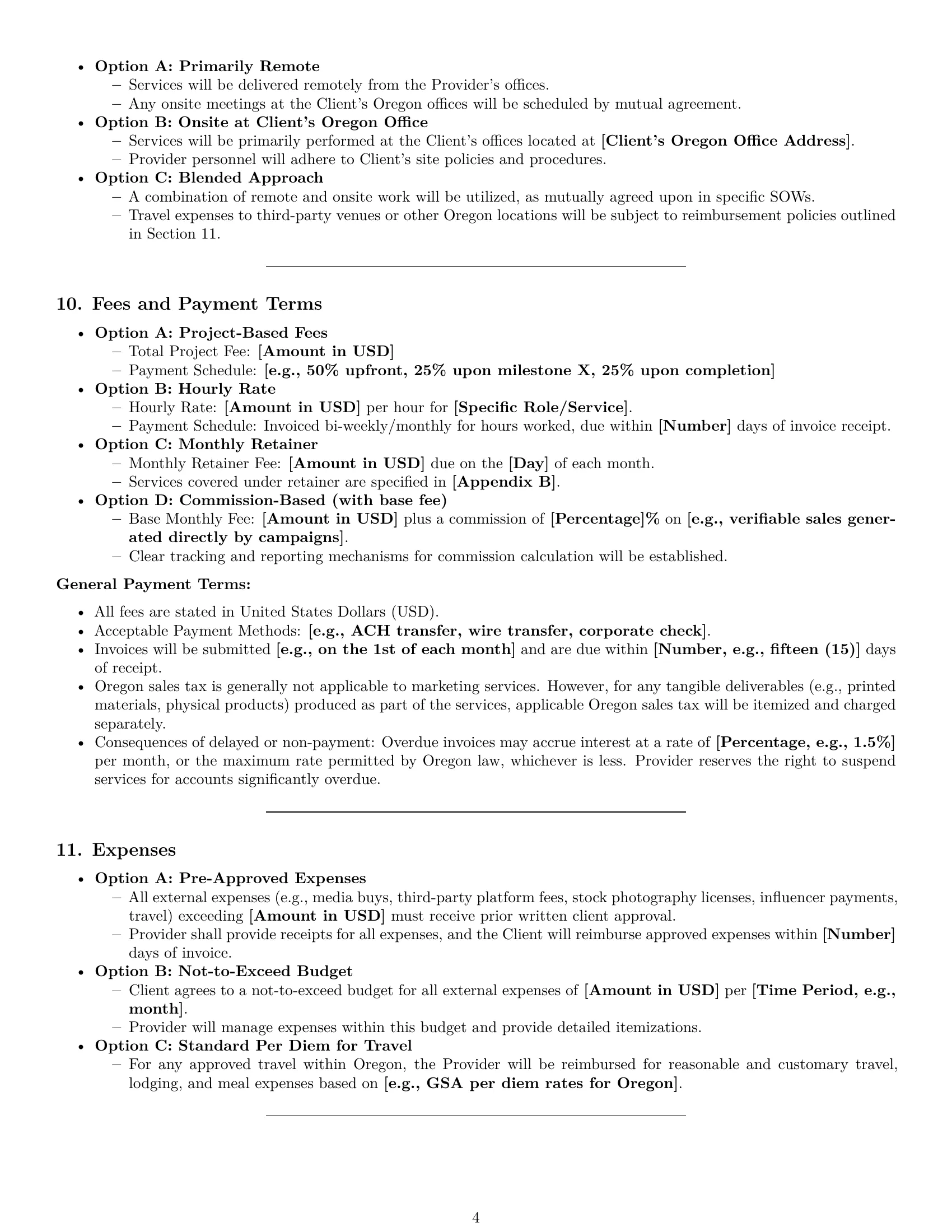 Preview page 4 of Pro Oregon marketing service contract template