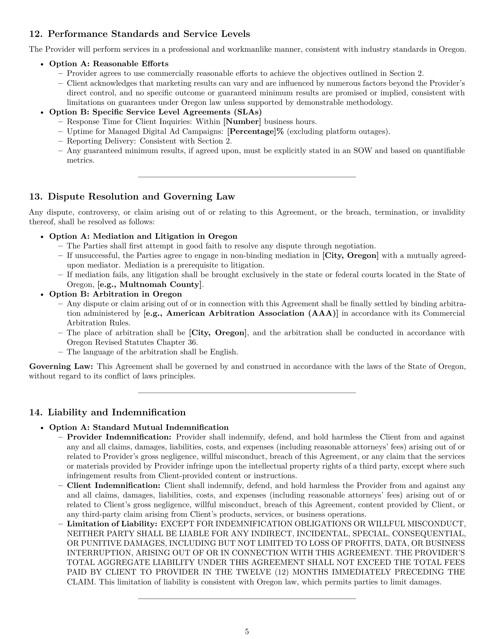 Preview page 5 of Pro Oregon marketing service contract template