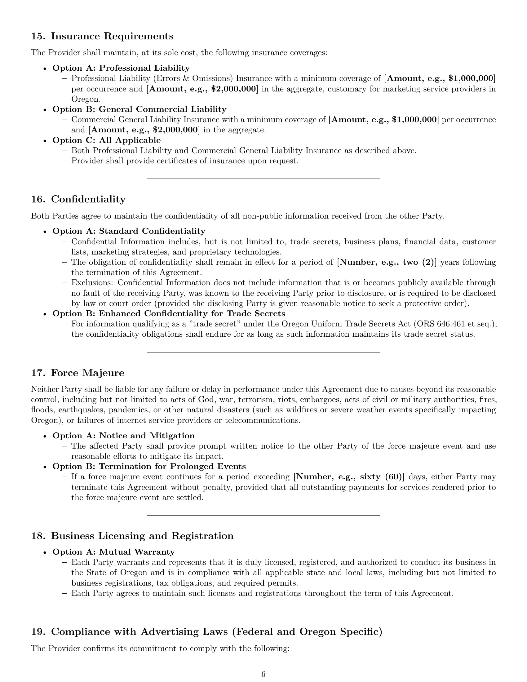 Preview page 6 of Pro Oregon marketing service contract template