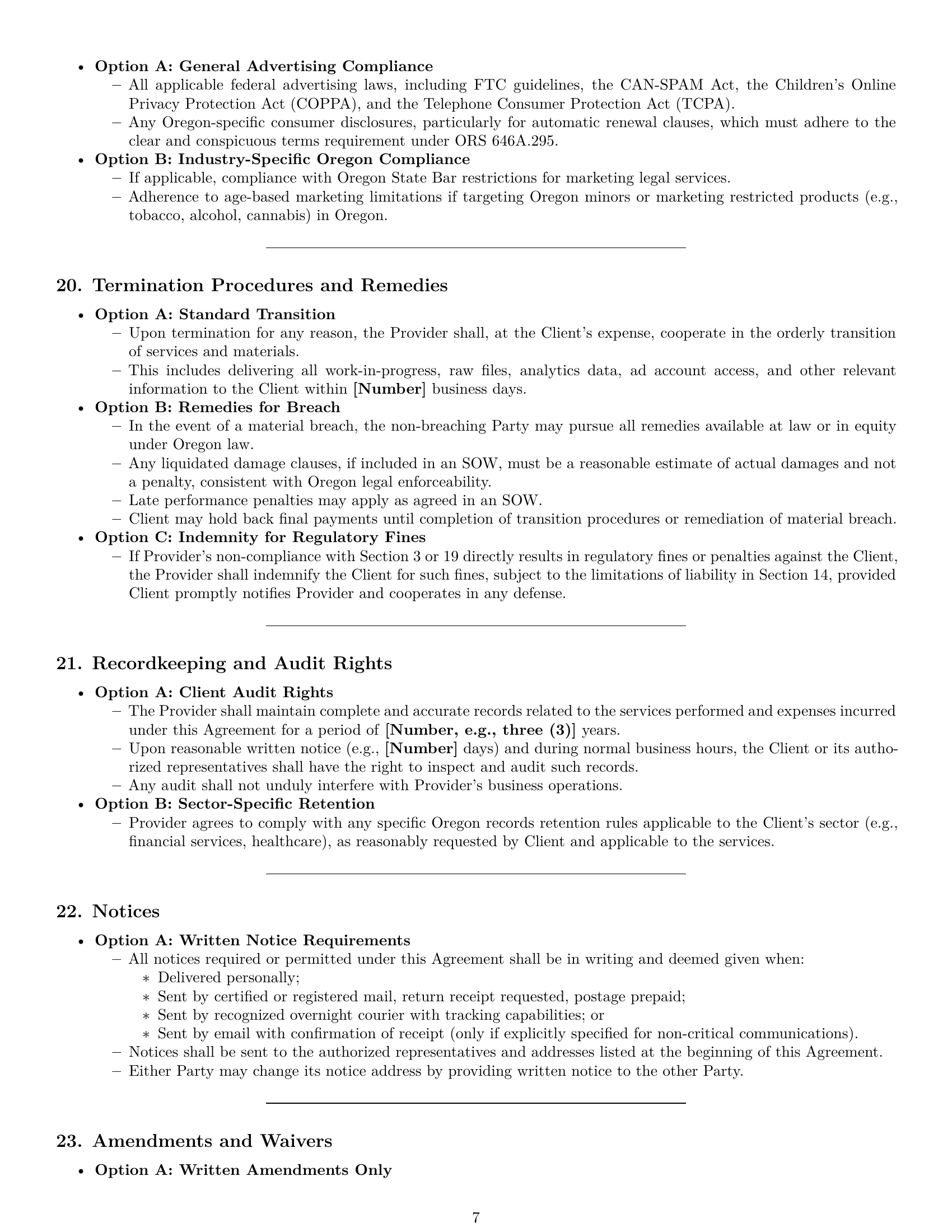 Preview page 7 of Pro Oregon marketing service contract template