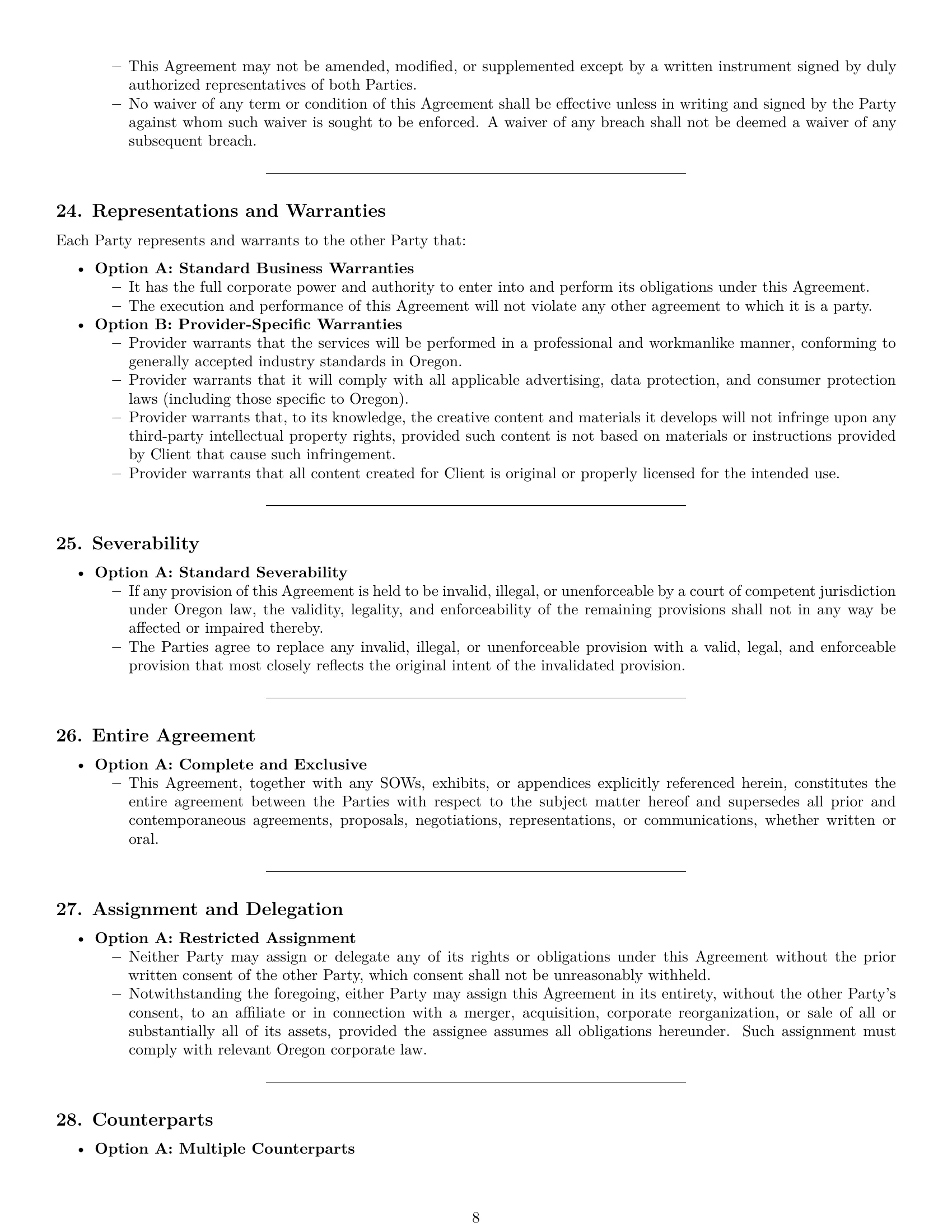 Preview page 8 of Pro Oregon marketing service contract template