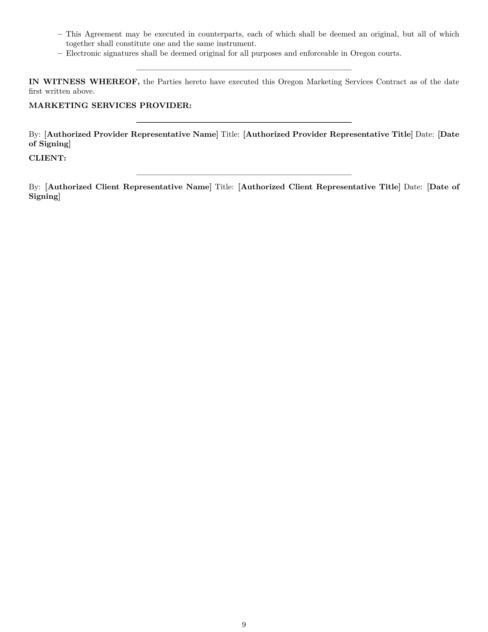 Preview page 9 of Pro Oregon marketing service contract template