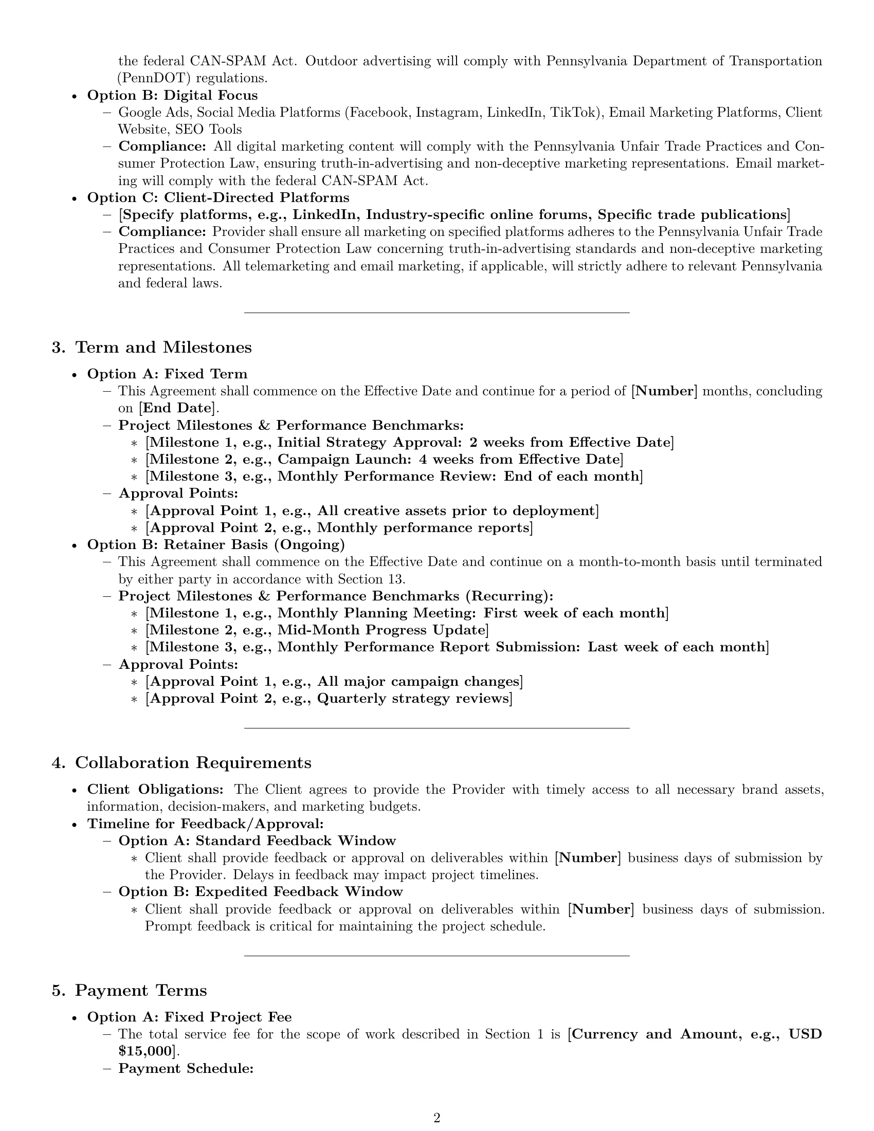 Preview page 2 of Pro Pennsylvania marketing service contract template