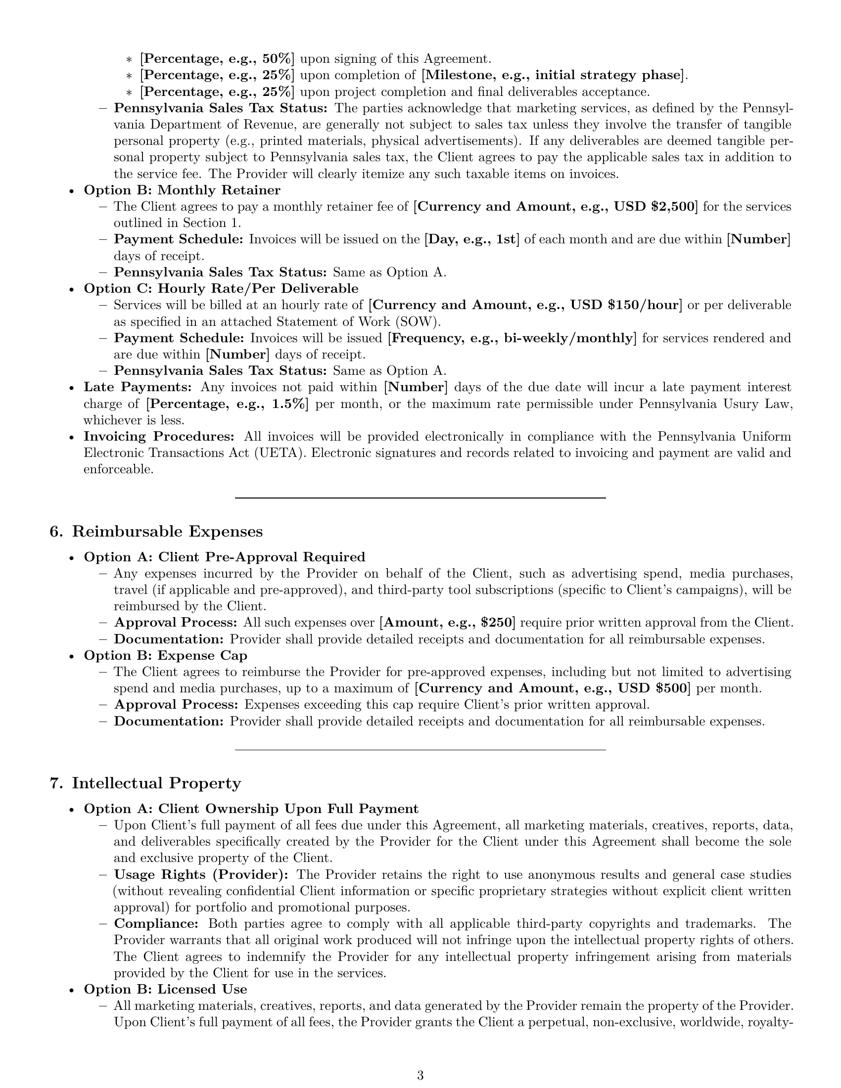 Preview page 3 of Pro Pennsylvania marketing service contract template