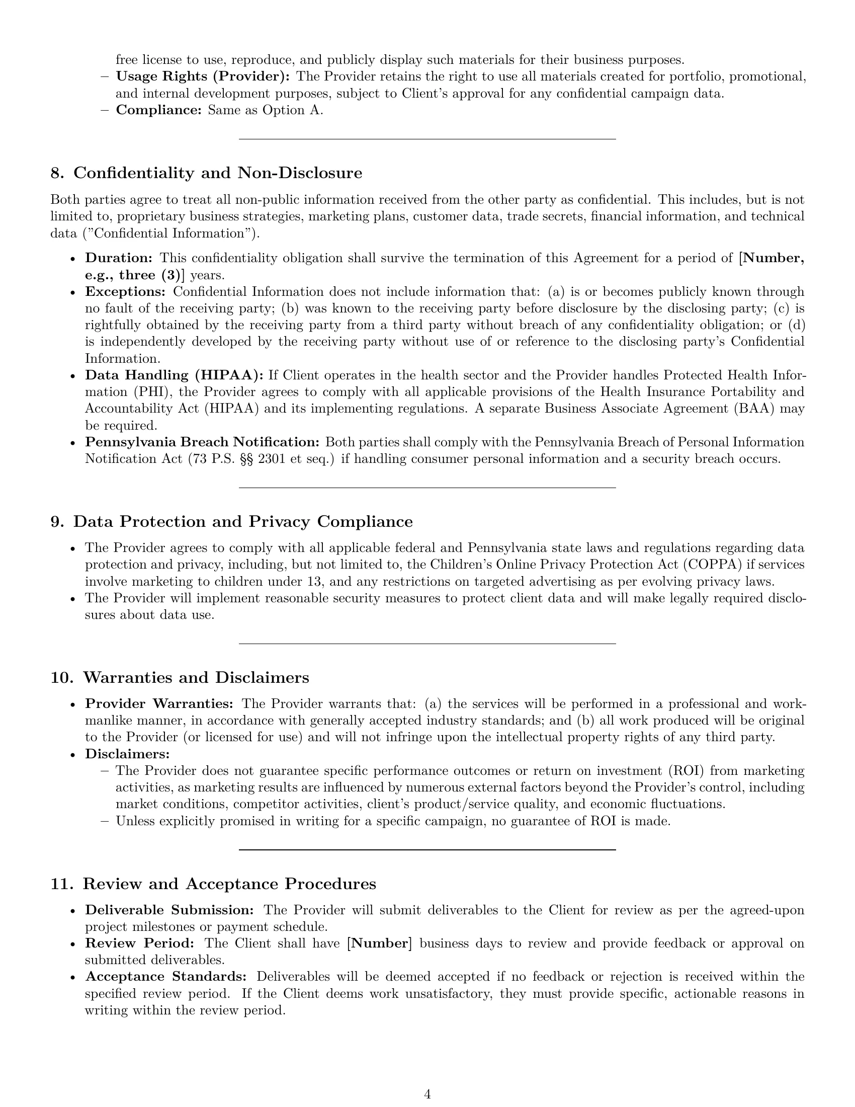 Preview page 4 of Pro Pennsylvania marketing service contract template
