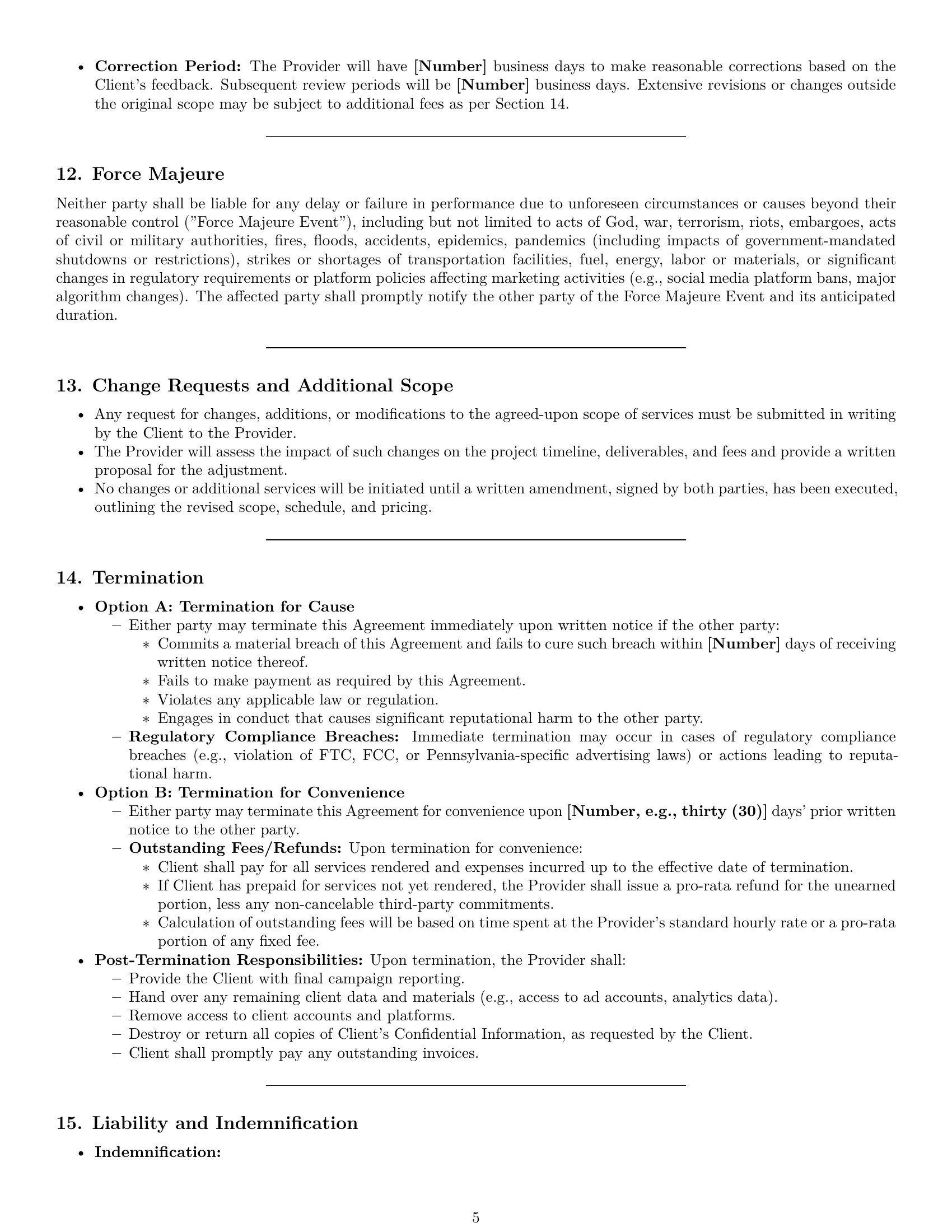 Preview page 5 of Pro Pennsylvania marketing service contract template