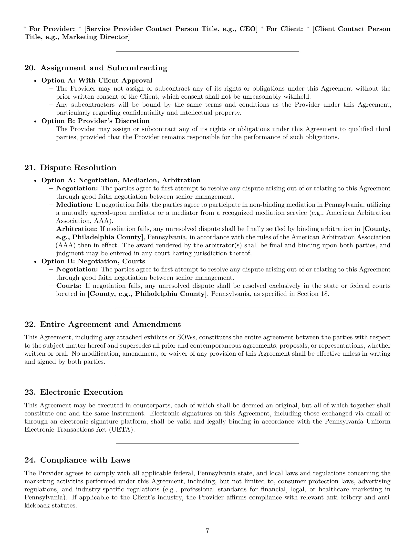 Preview page 7 of Pro Pennsylvania marketing service contract template