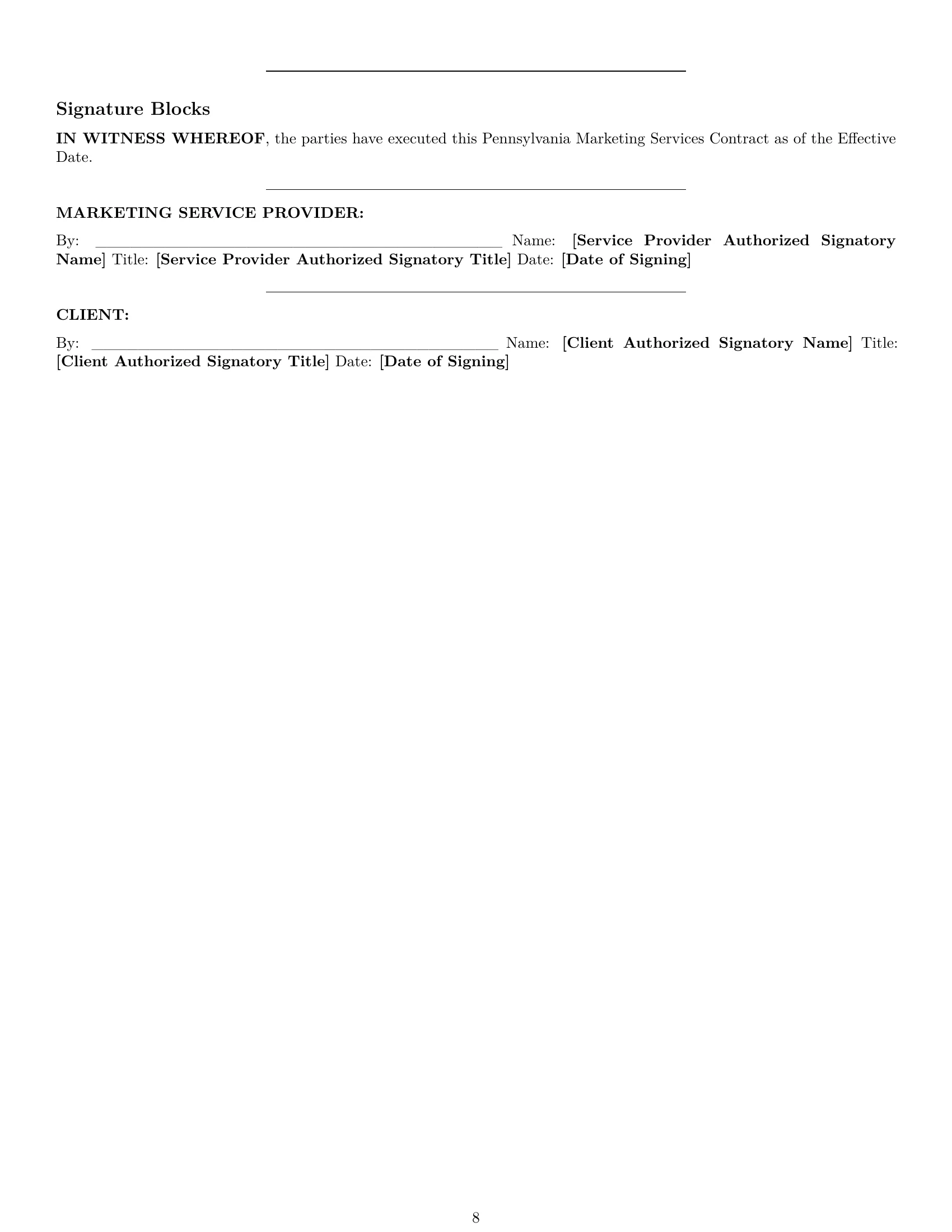 Preview page 8 of Pro Pennsylvania marketing service contract template