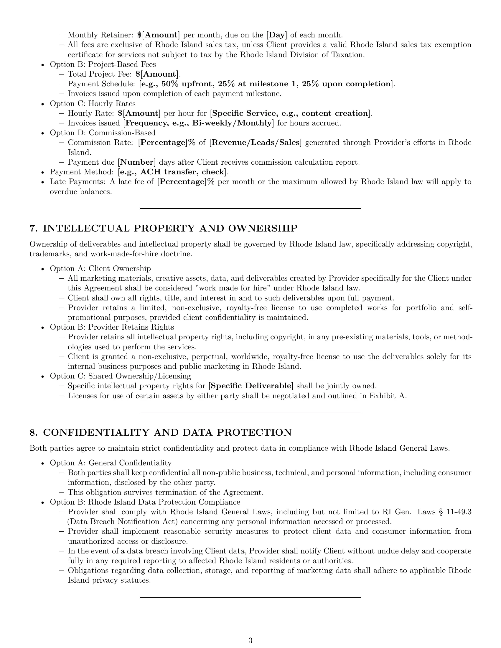 Preview page 3 of Pro Rhode Island marketing service contract template