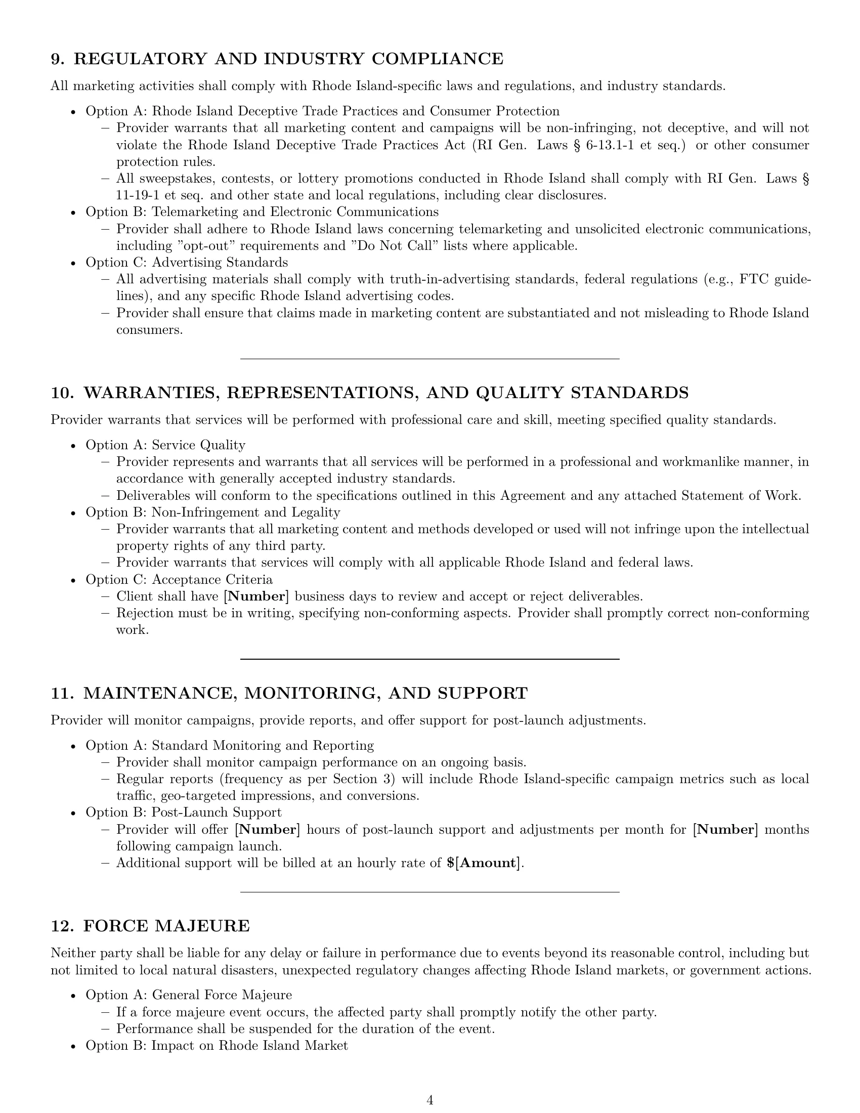 Preview page 4 of Pro Rhode Island marketing service contract template