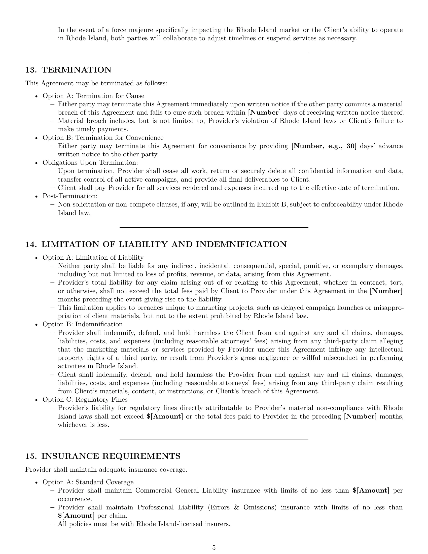 Preview page 5 of Pro Rhode Island marketing service contract template