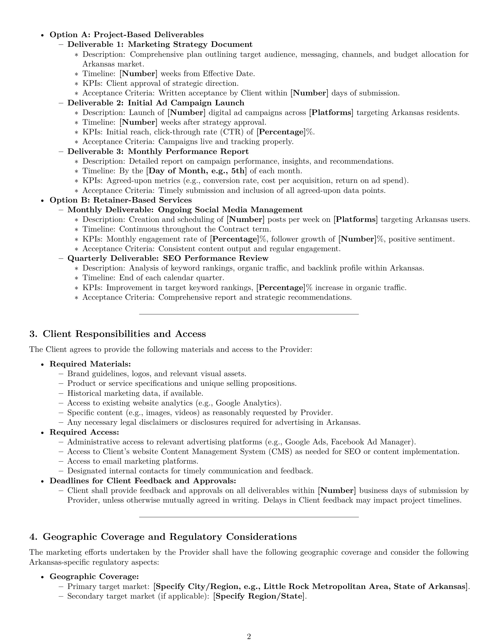 Preview page 2 of Pro Arkansas marketing service contract template