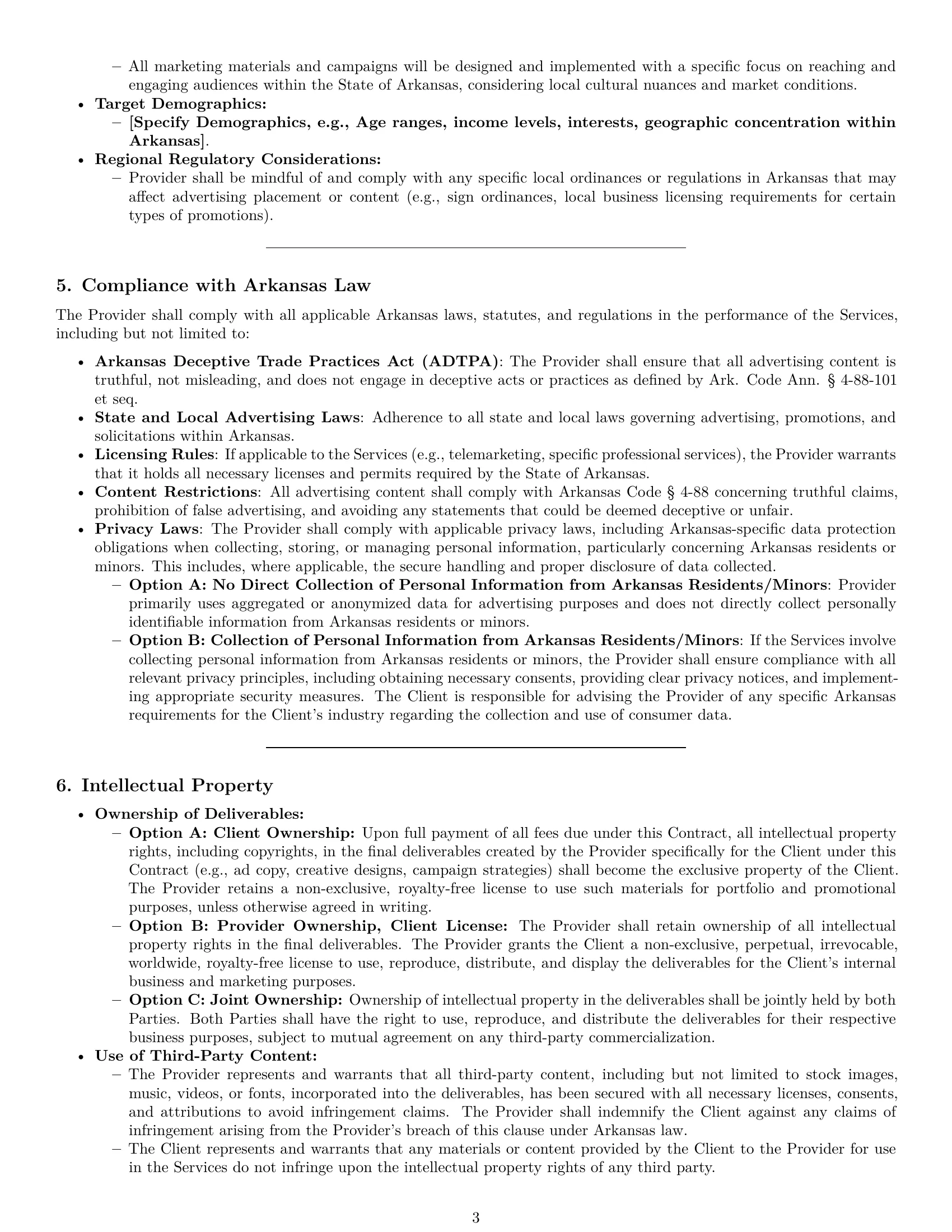 Preview page 3 of Pro Arkansas marketing service contract template