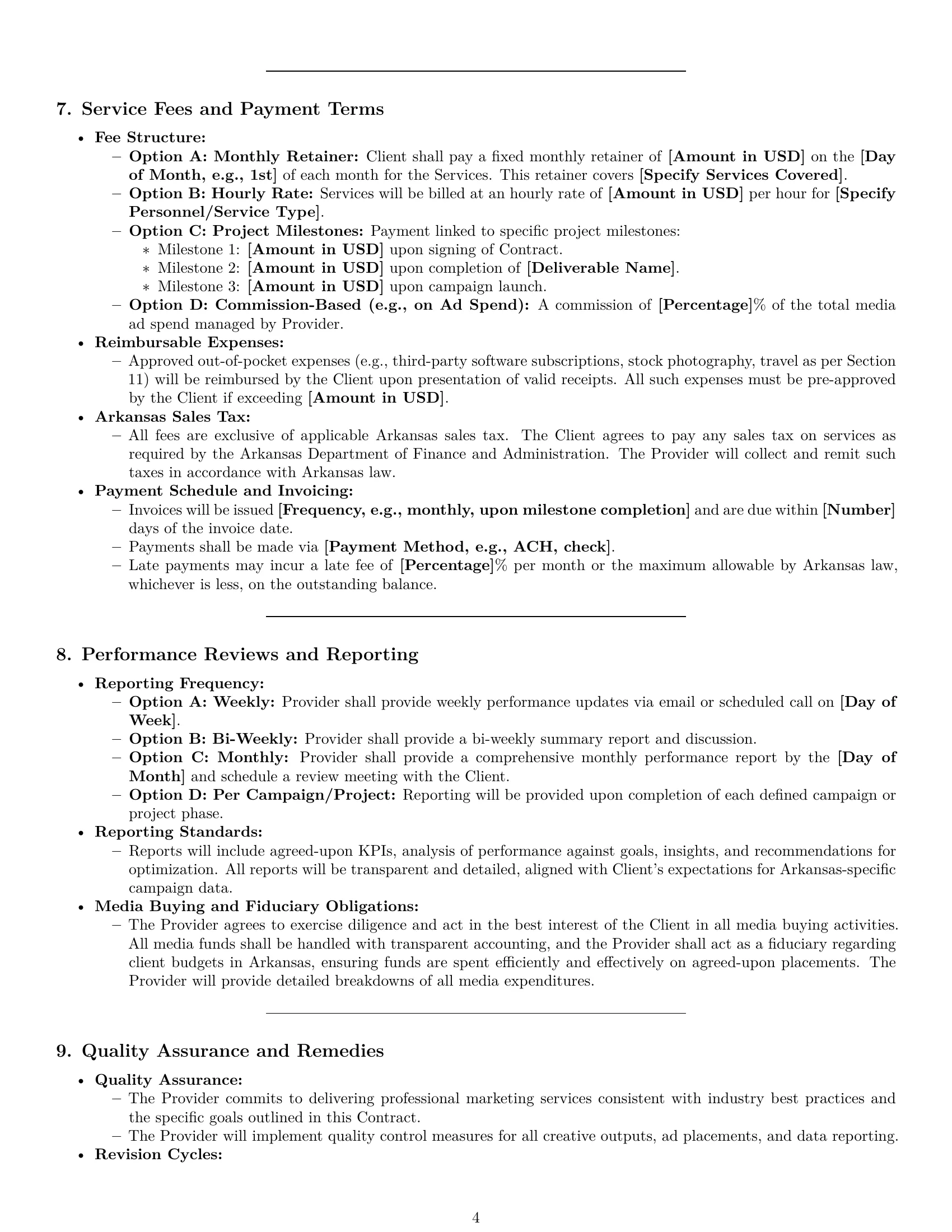 Preview page 4 of Pro Arkansas marketing service contract template
