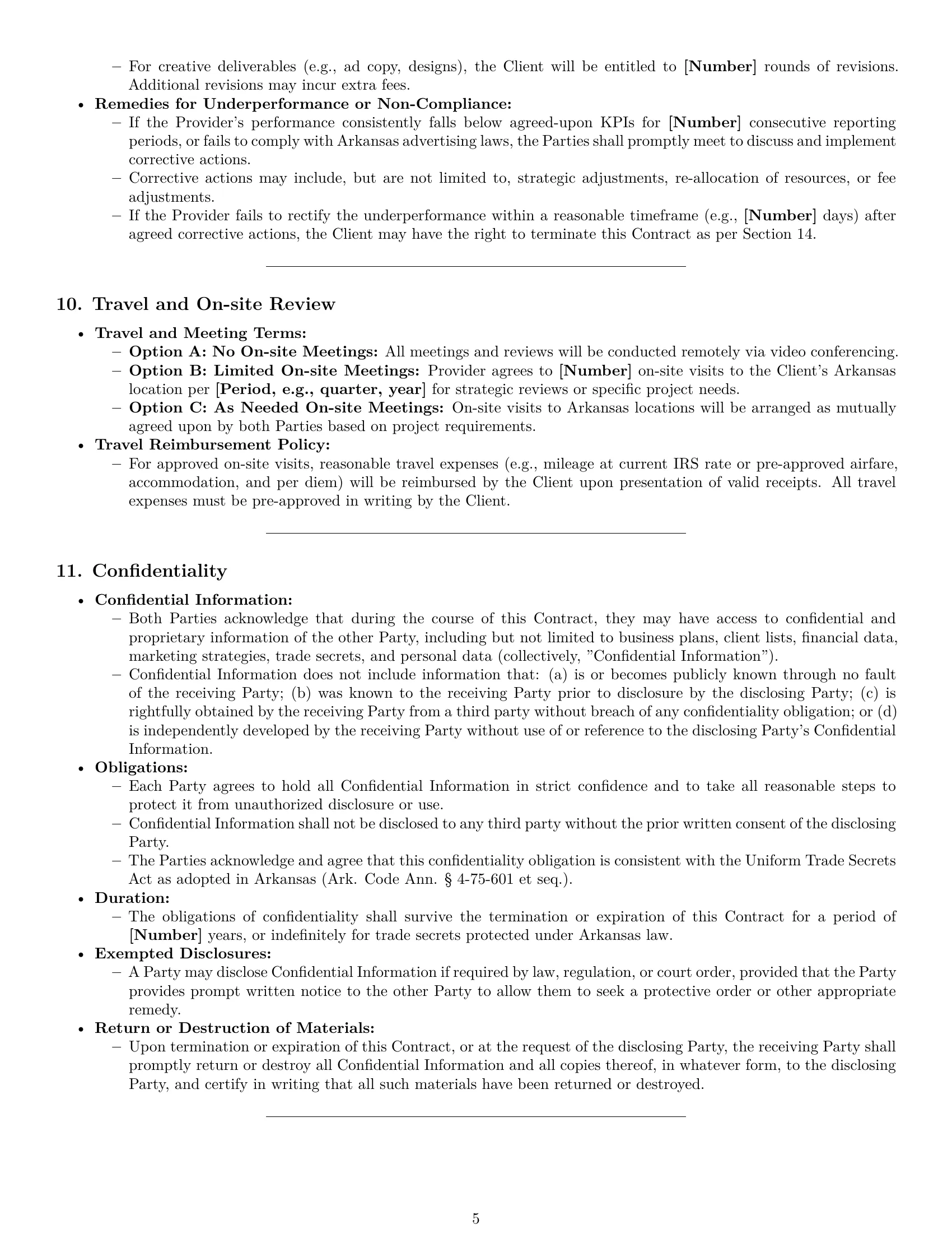 Preview page 5 of Pro Arkansas marketing service contract template