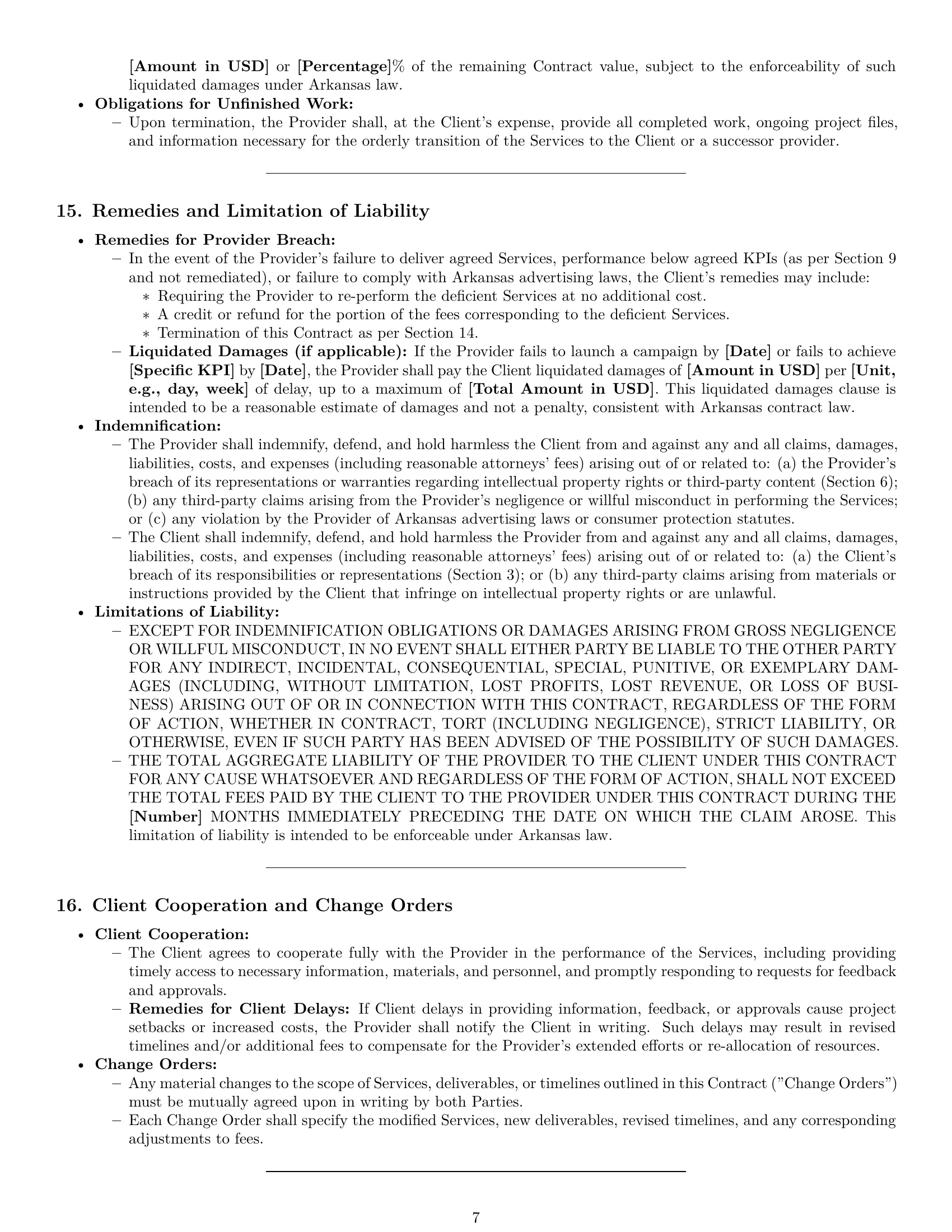 Preview page 7 of Pro Arkansas marketing service contract template