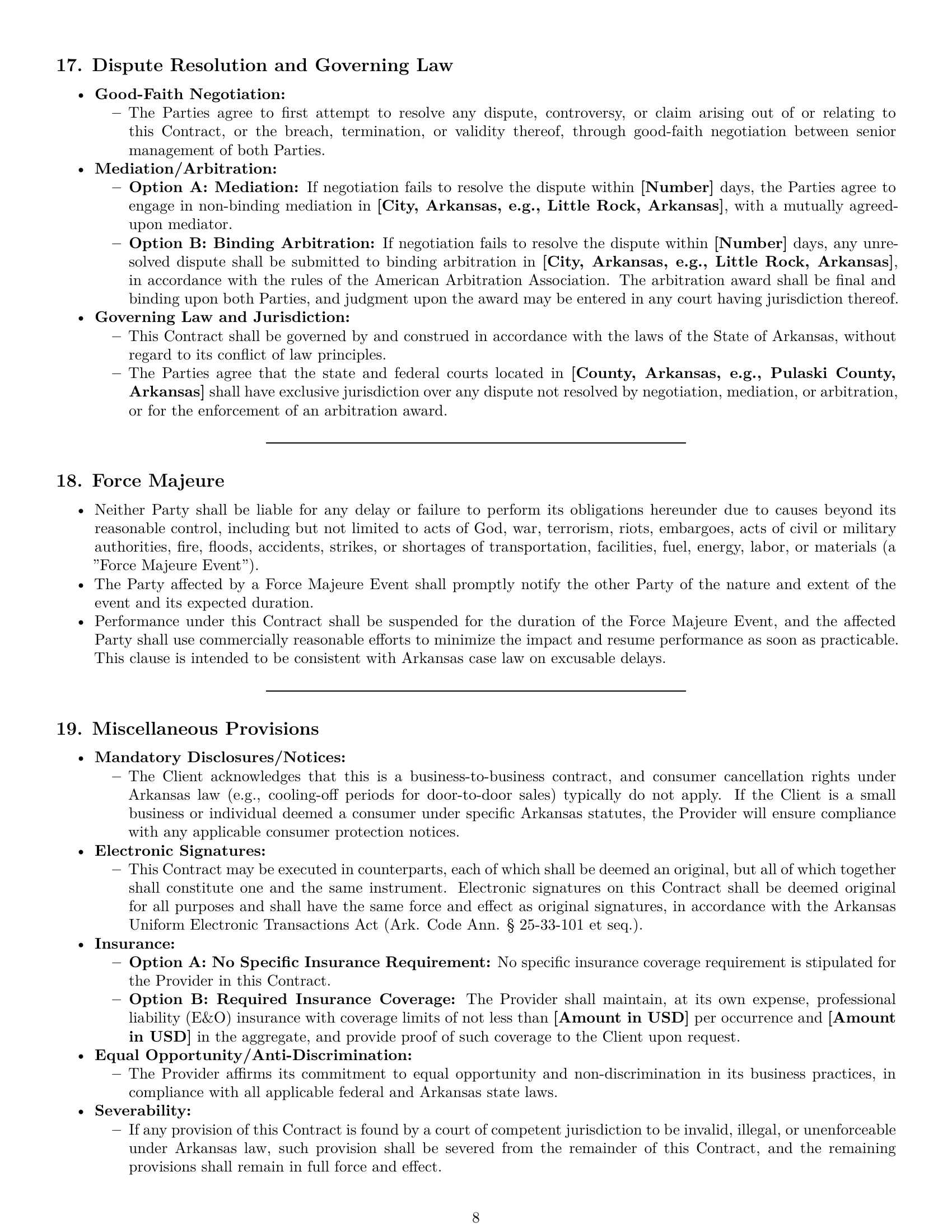 Preview page 8 of Pro Arkansas marketing service contract template