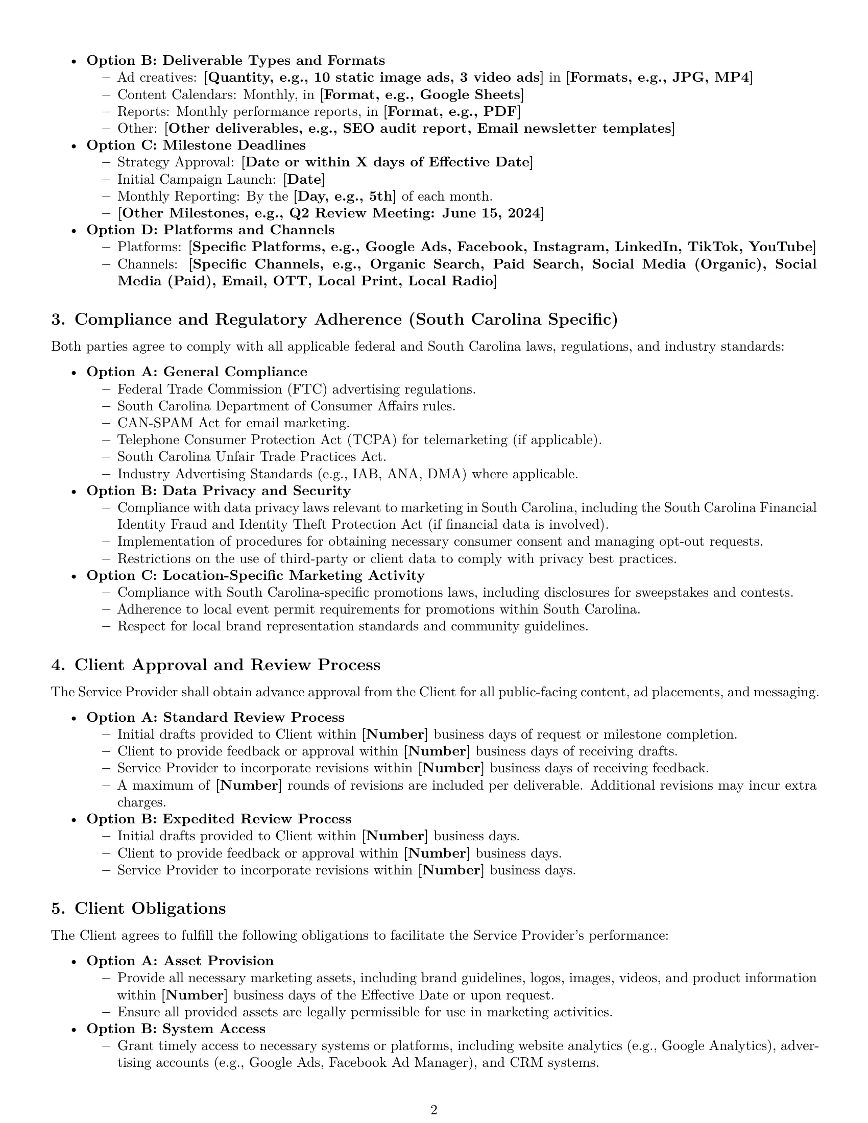Preview page 2 of Pro South Carolina marketing service contract template