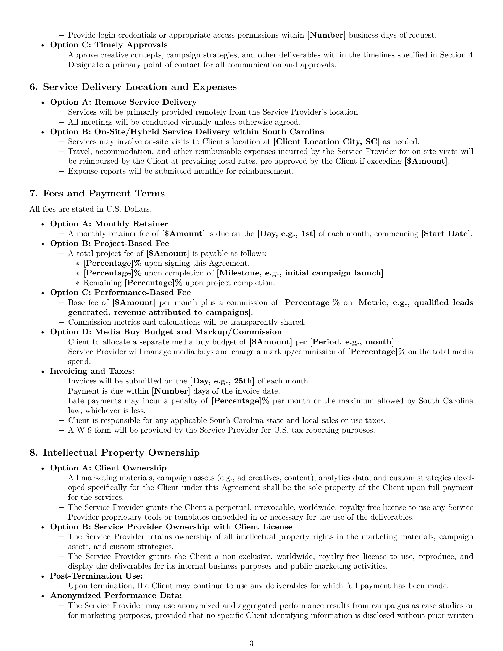 Preview page 3 of Pro South Carolina marketing service contract template
