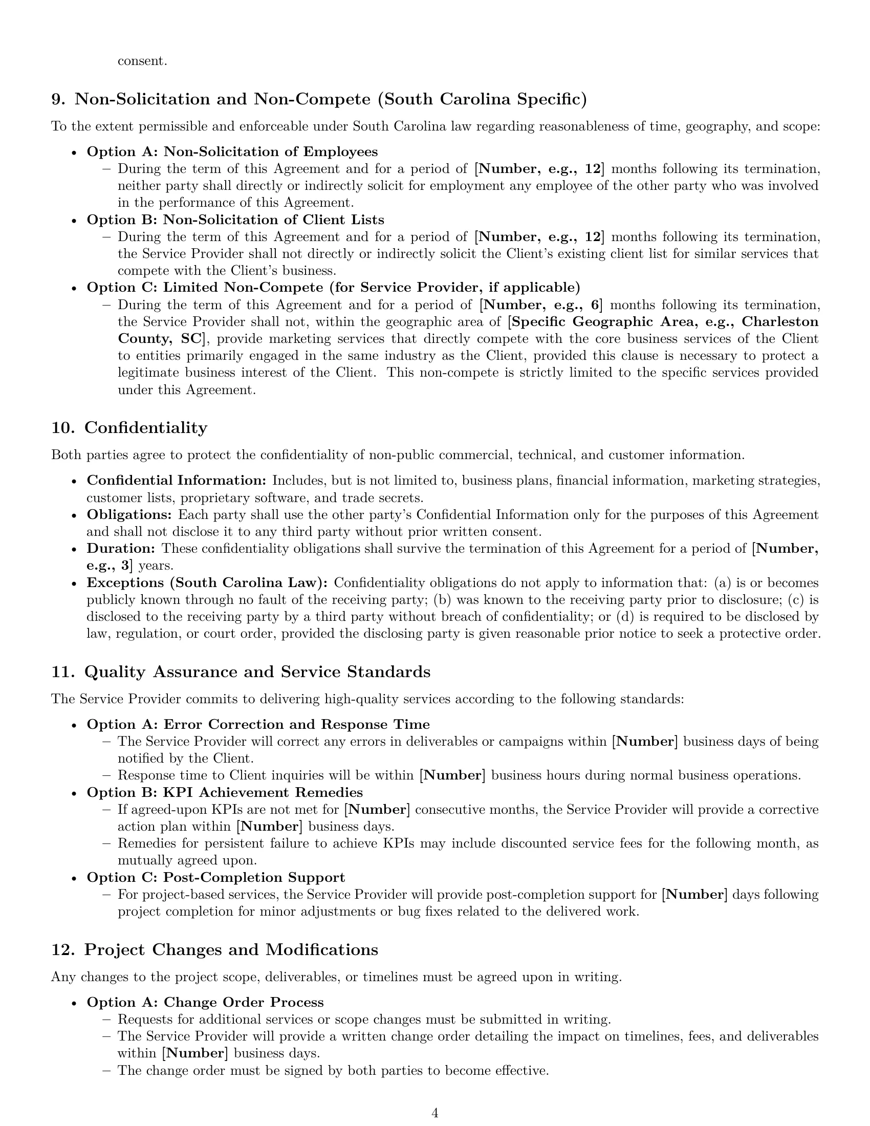 Preview page 4 of Pro South Carolina marketing service contract template
