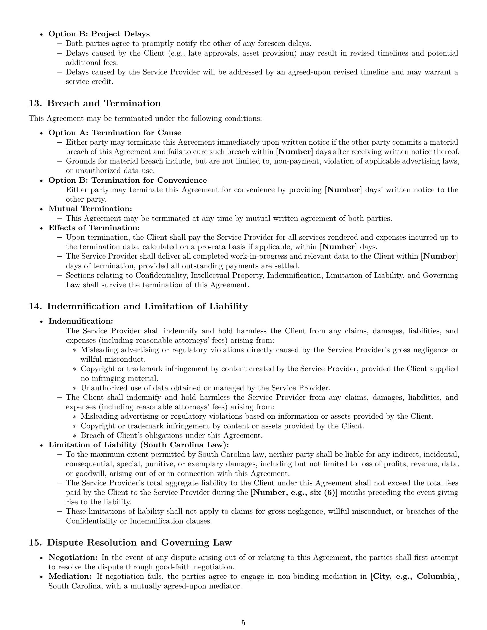 Preview page 5 of Pro South Carolina marketing service contract template