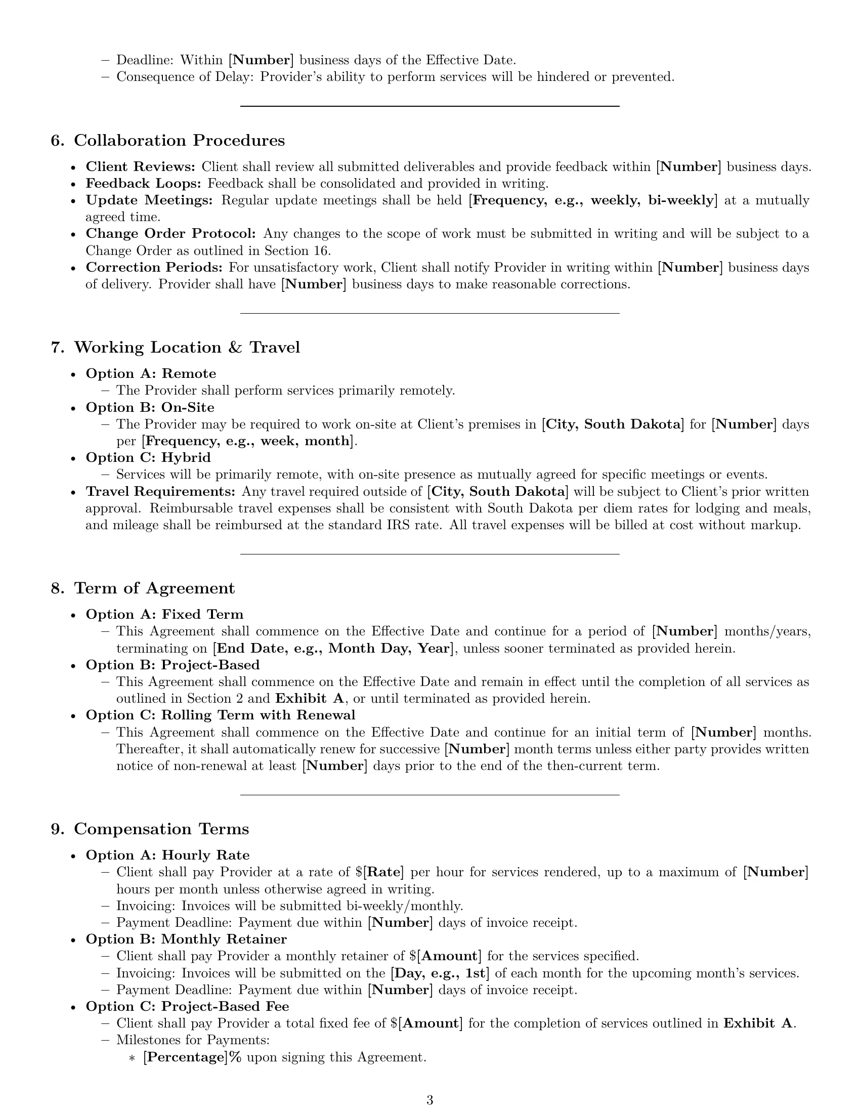 Preview page 3 of Pro South Dakota marketing service contract template