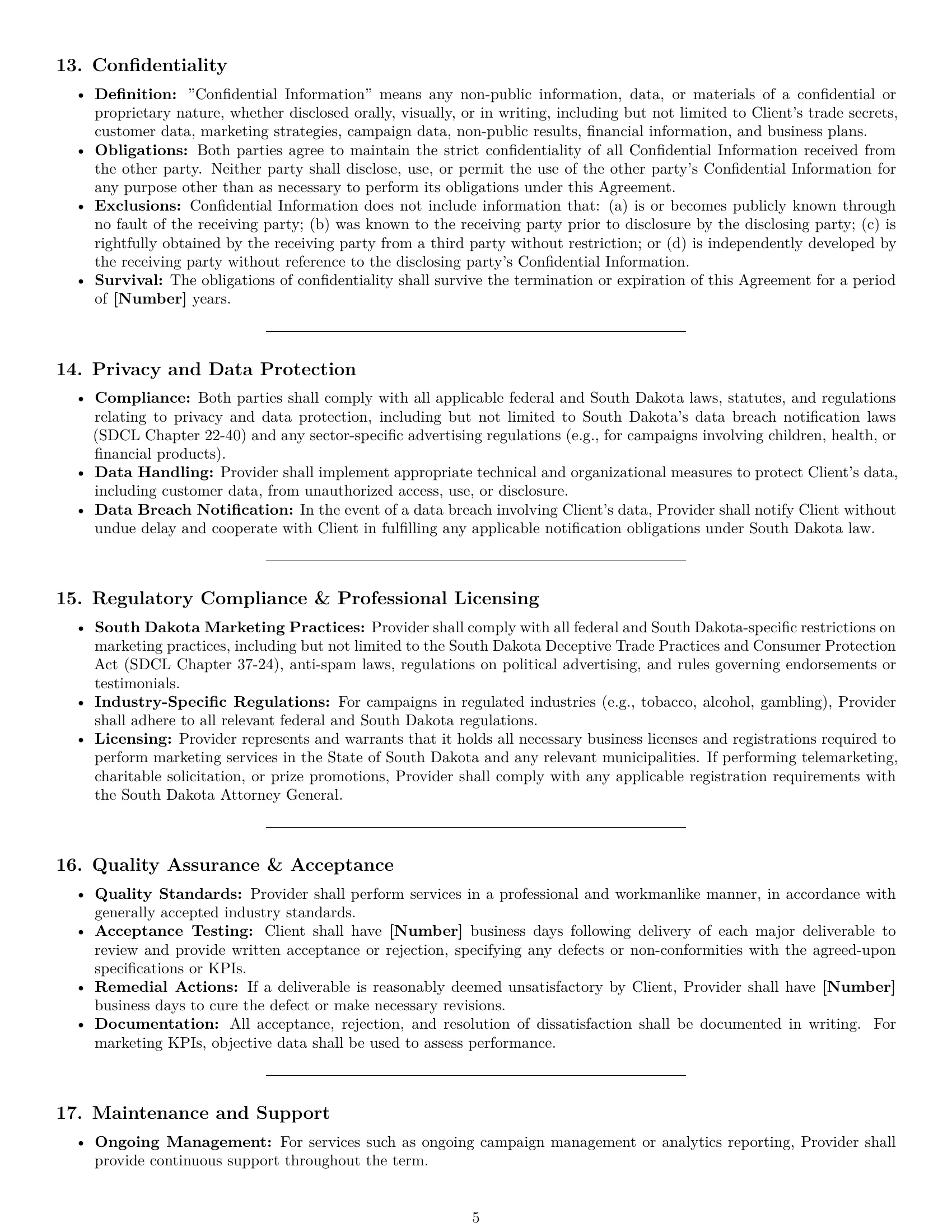 Preview page 5 of Pro South Dakota marketing service contract template