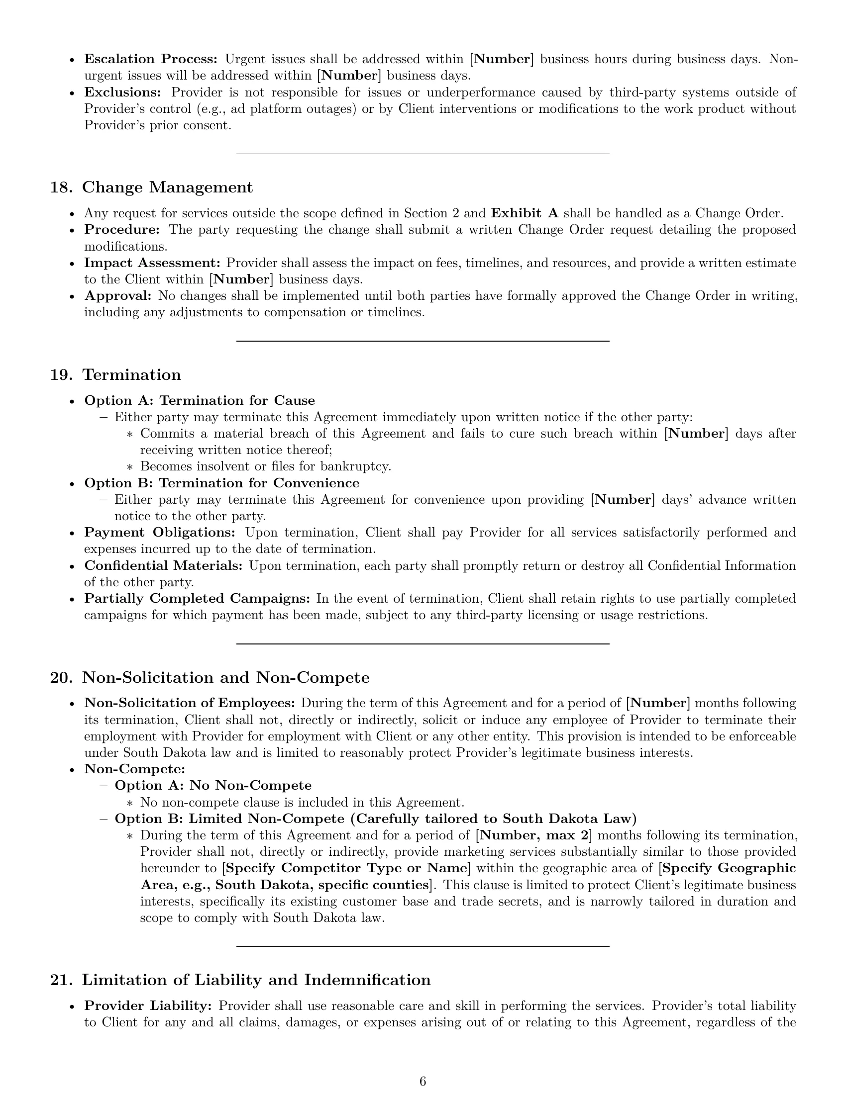 Preview page 6 of Pro South Dakota marketing service contract template