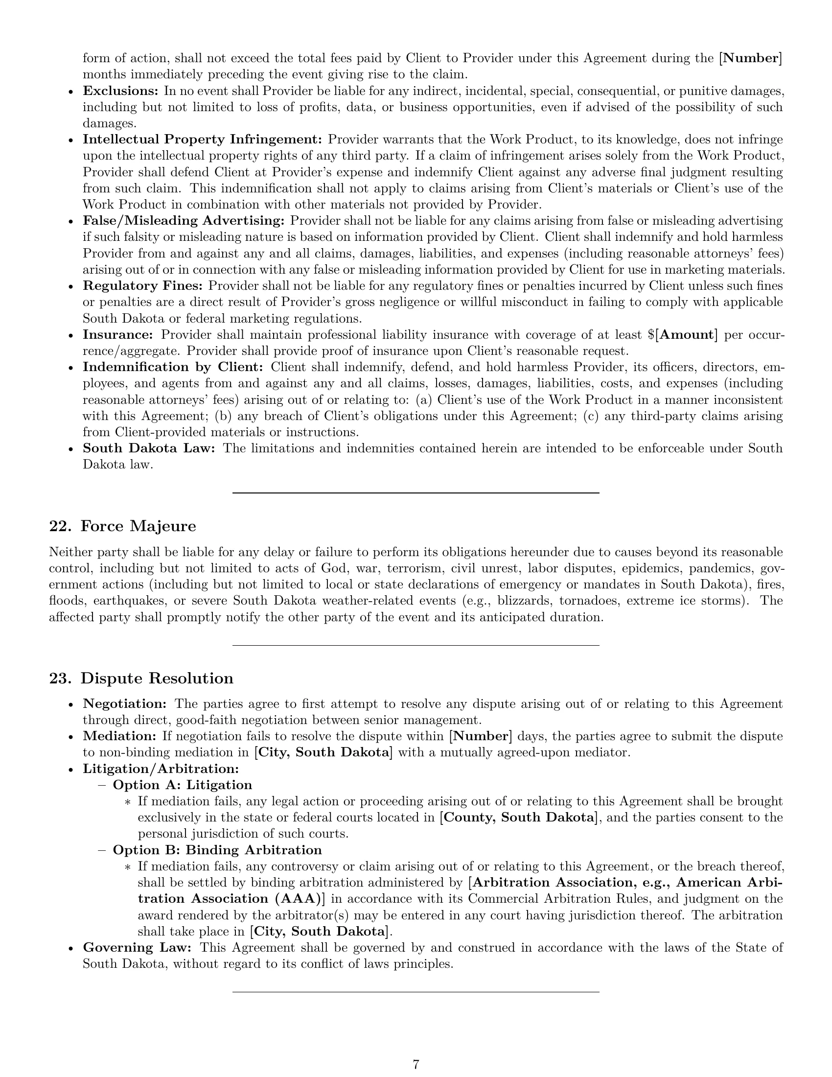 Preview page 7 of Pro South Dakota marketing service contract template