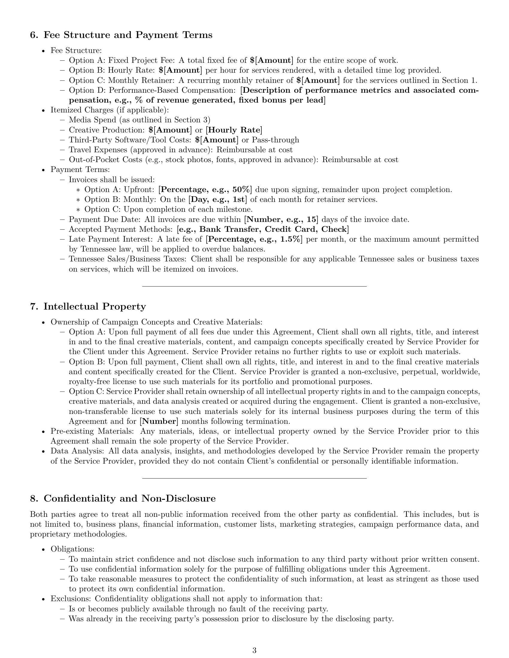 Preview page 3 of Pro Tennessee marketing service contract template