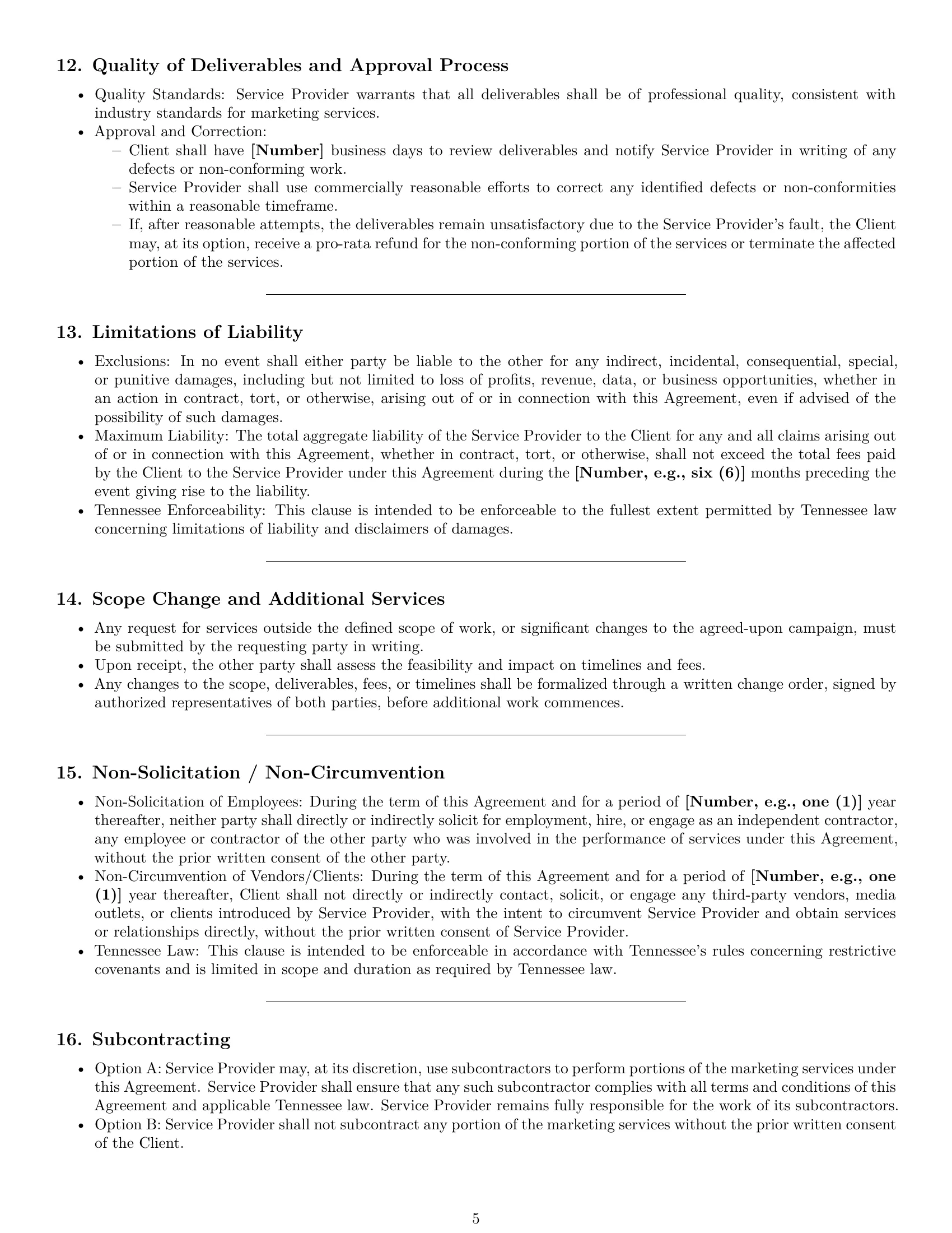 Preview page 5 of Pro Tennessee marketing service contract template