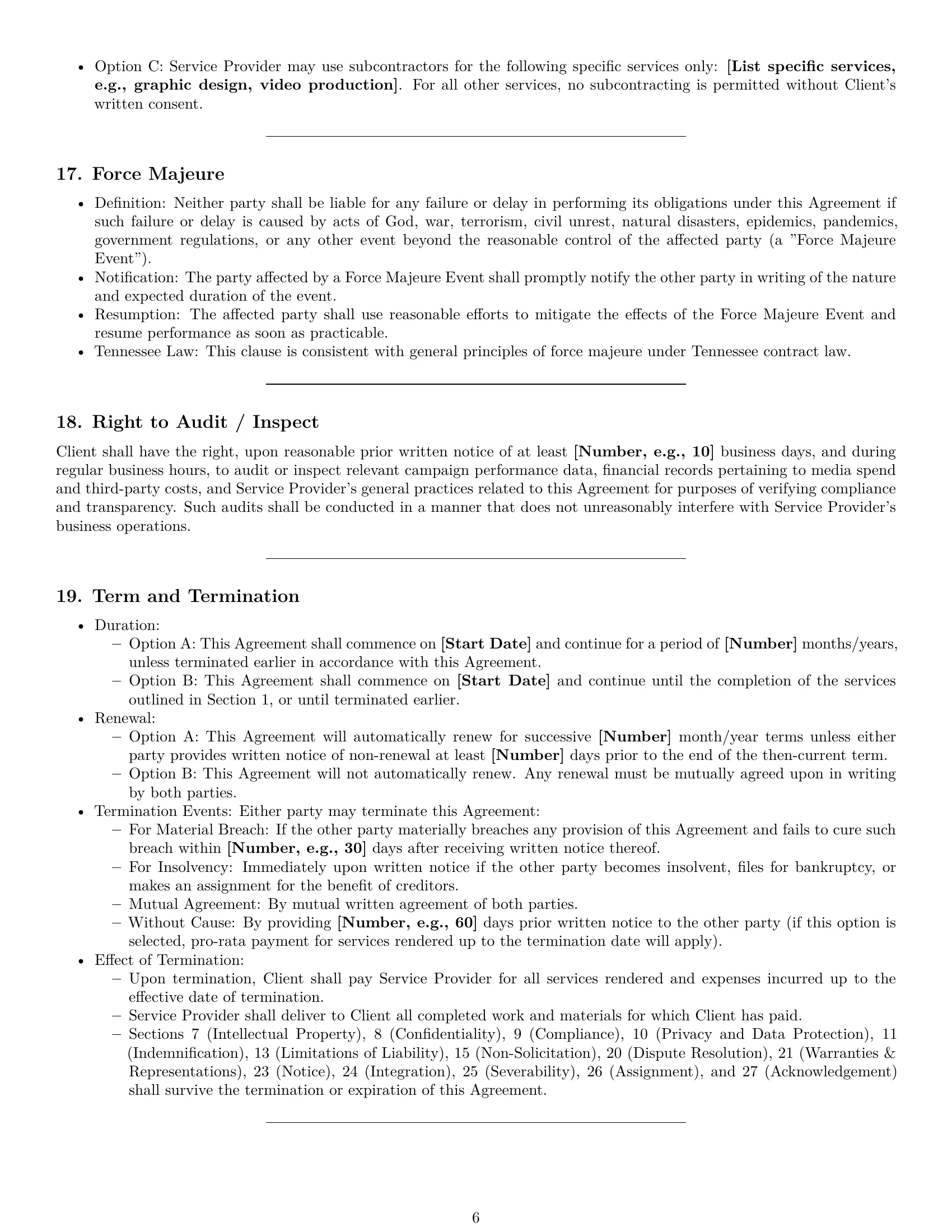 Preview page 6 of Pro Tennessee marketing service contract template