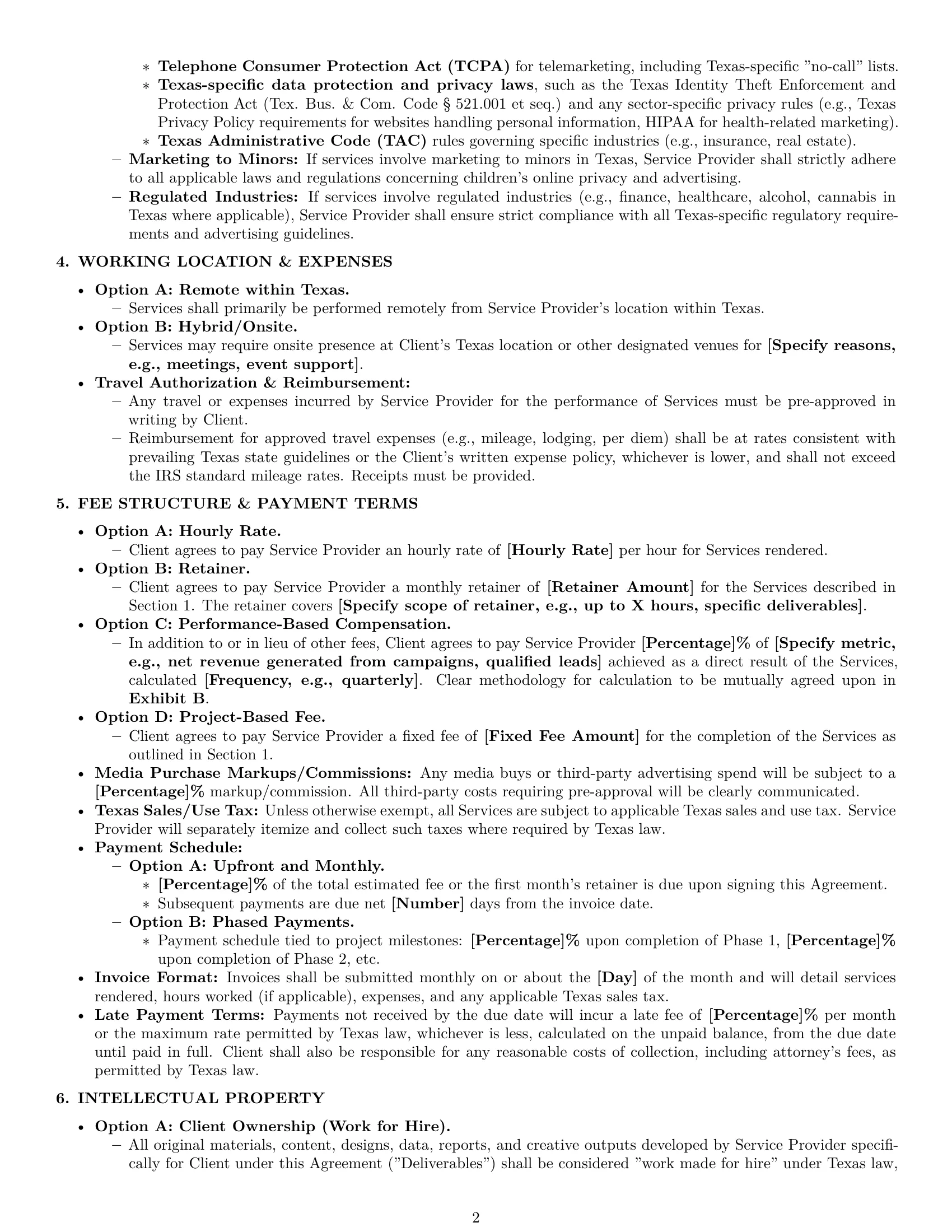 Preview page 2 of Pro Texas marketing service contract template