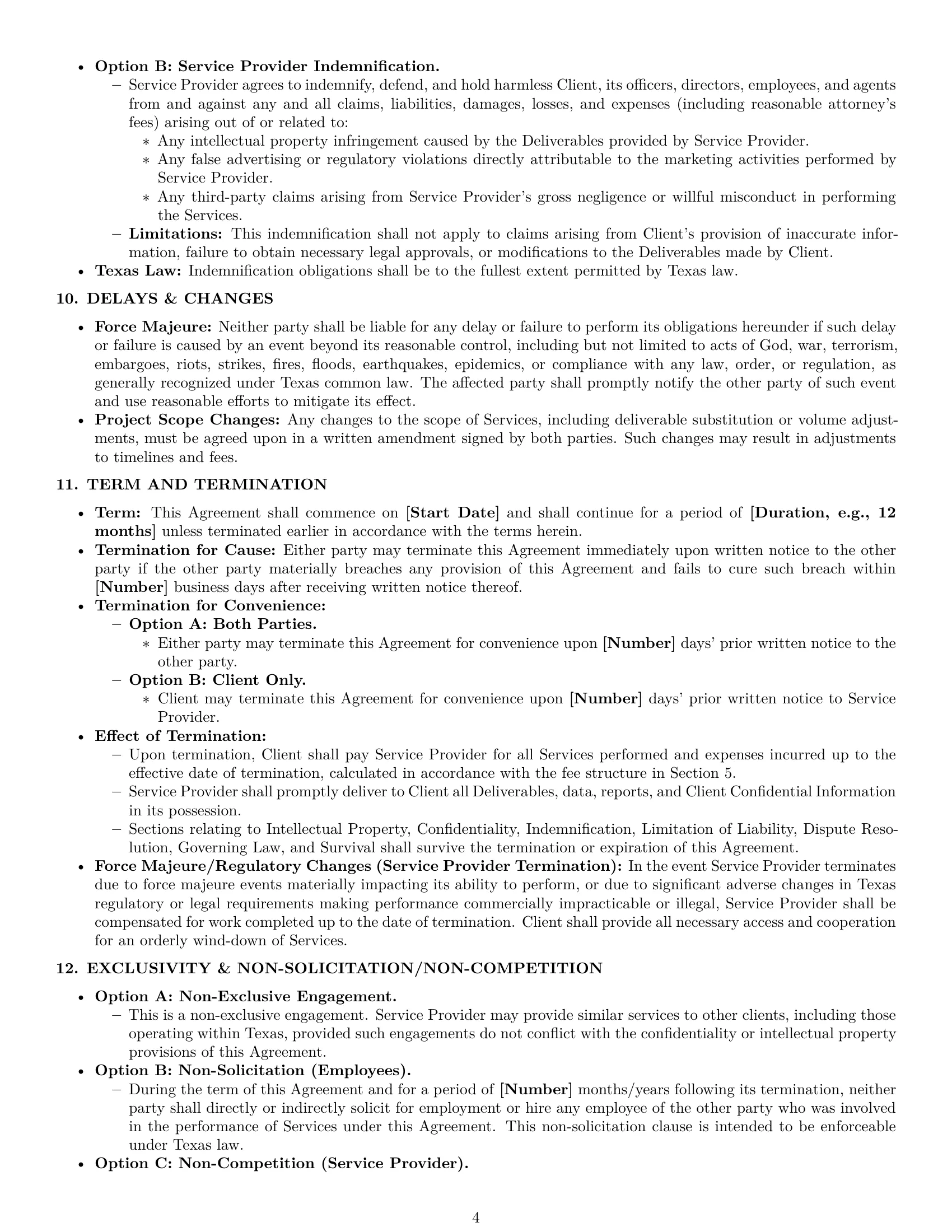 Preview page 4 of Pro Texas marketing service contract template