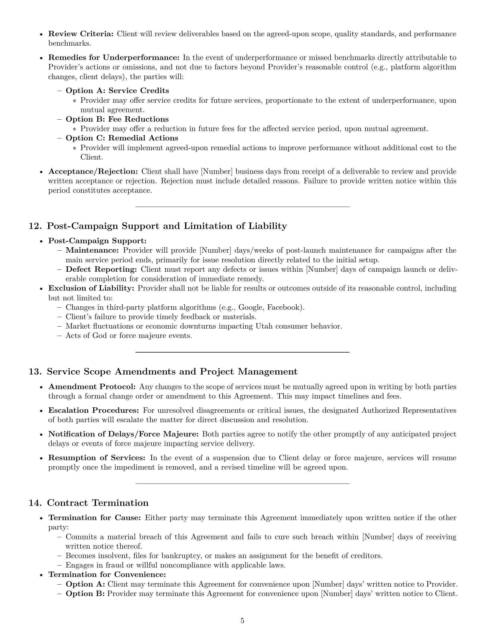 Preview page 5 of Pro Utah marketing service contract template
