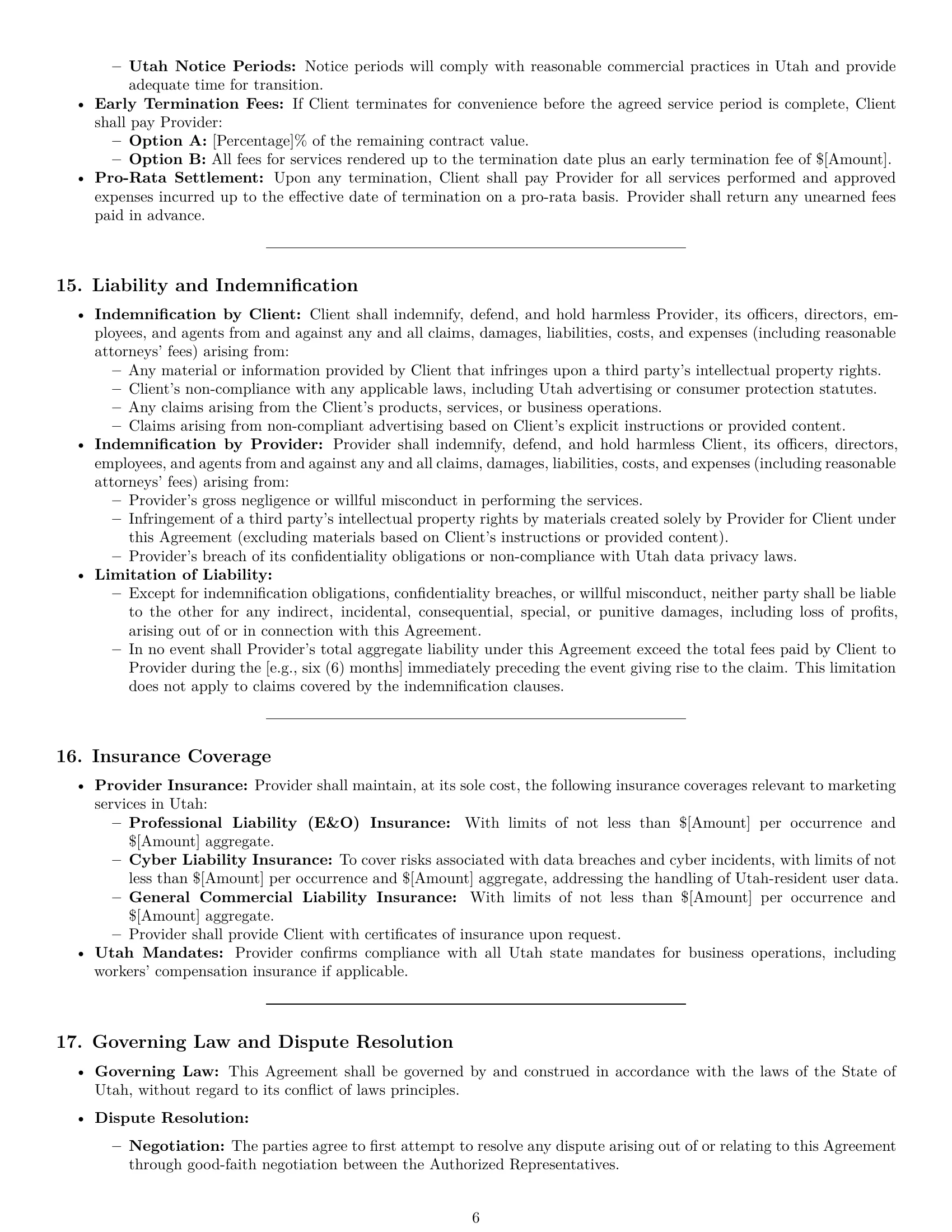 Preview page 6 of Pro Utah marketing service contract template