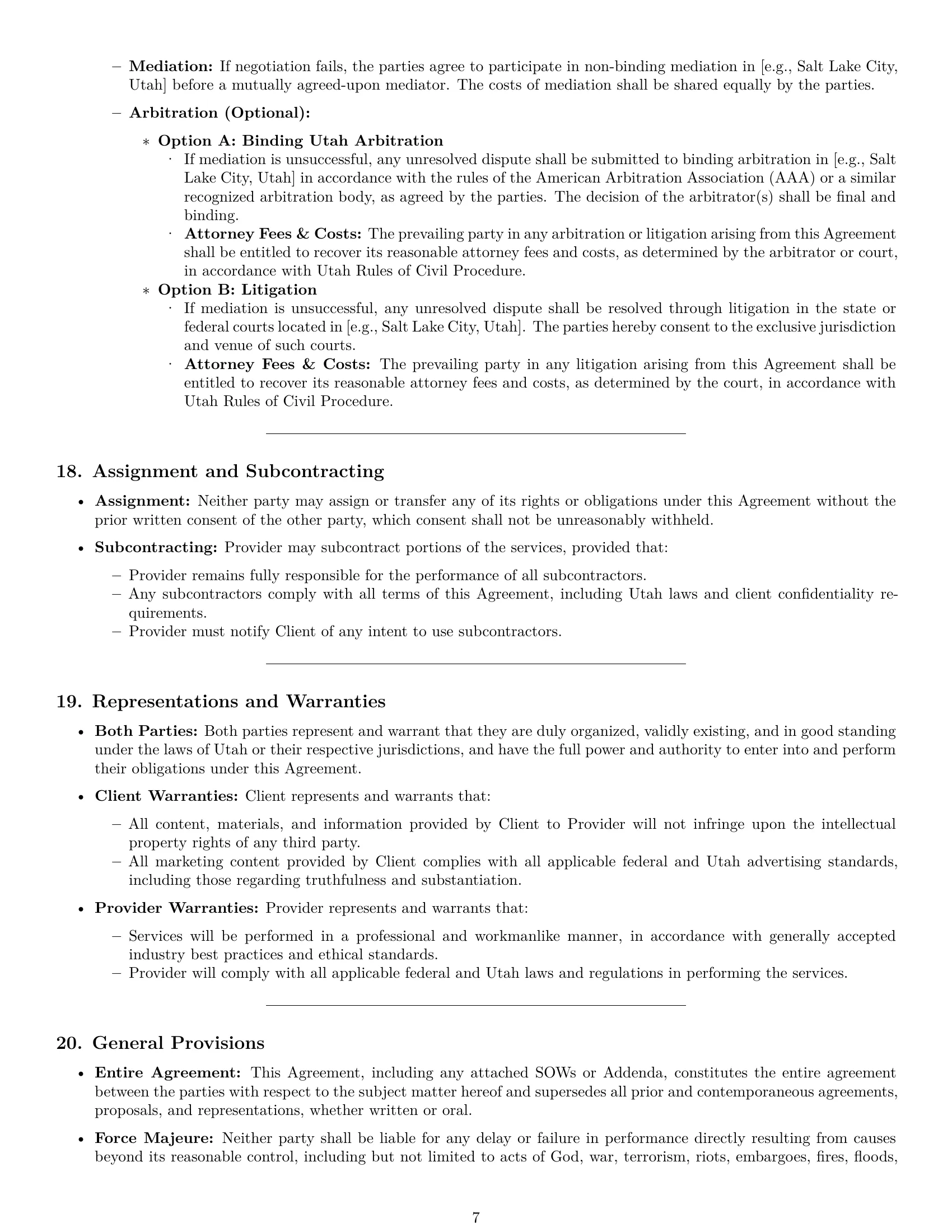 Preview page 7 of Pro Utah marketing service contract template