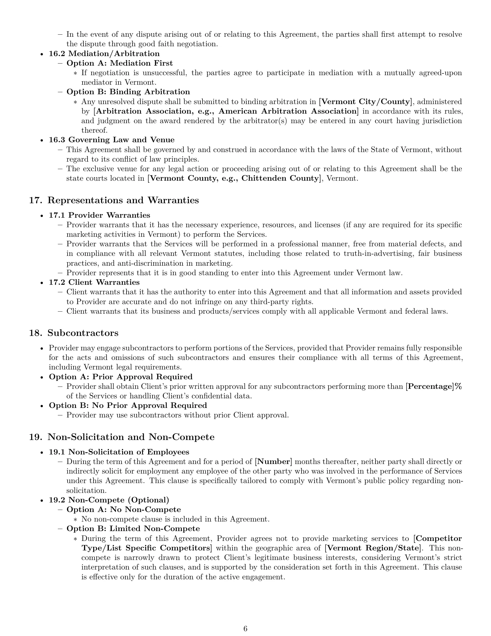 Preview page 6 of Pro Vermont marketing service contract template